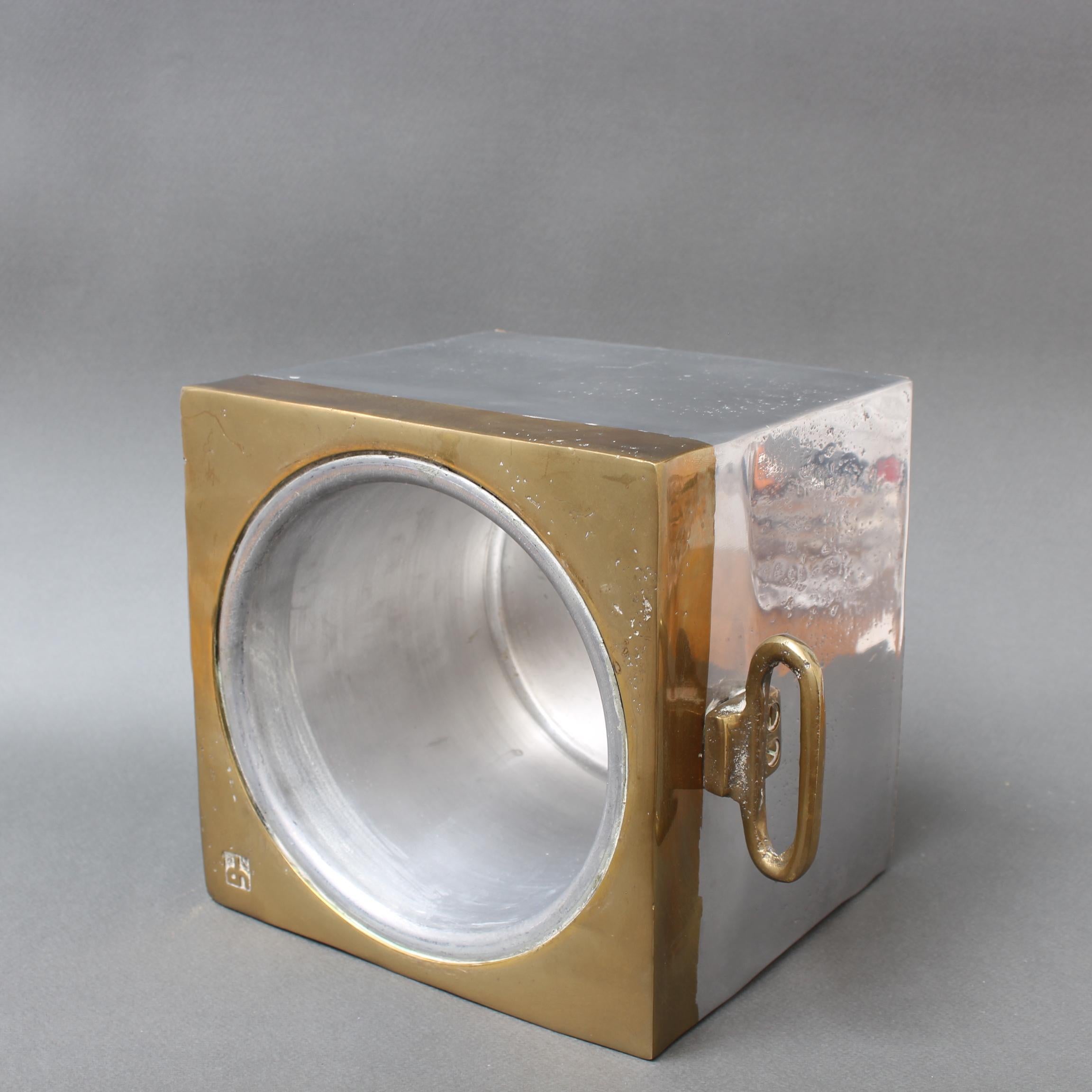 Brutalist Style Aluminium and Brass Ice Bucket by David Marshall (circa 1980s) For Sale 10