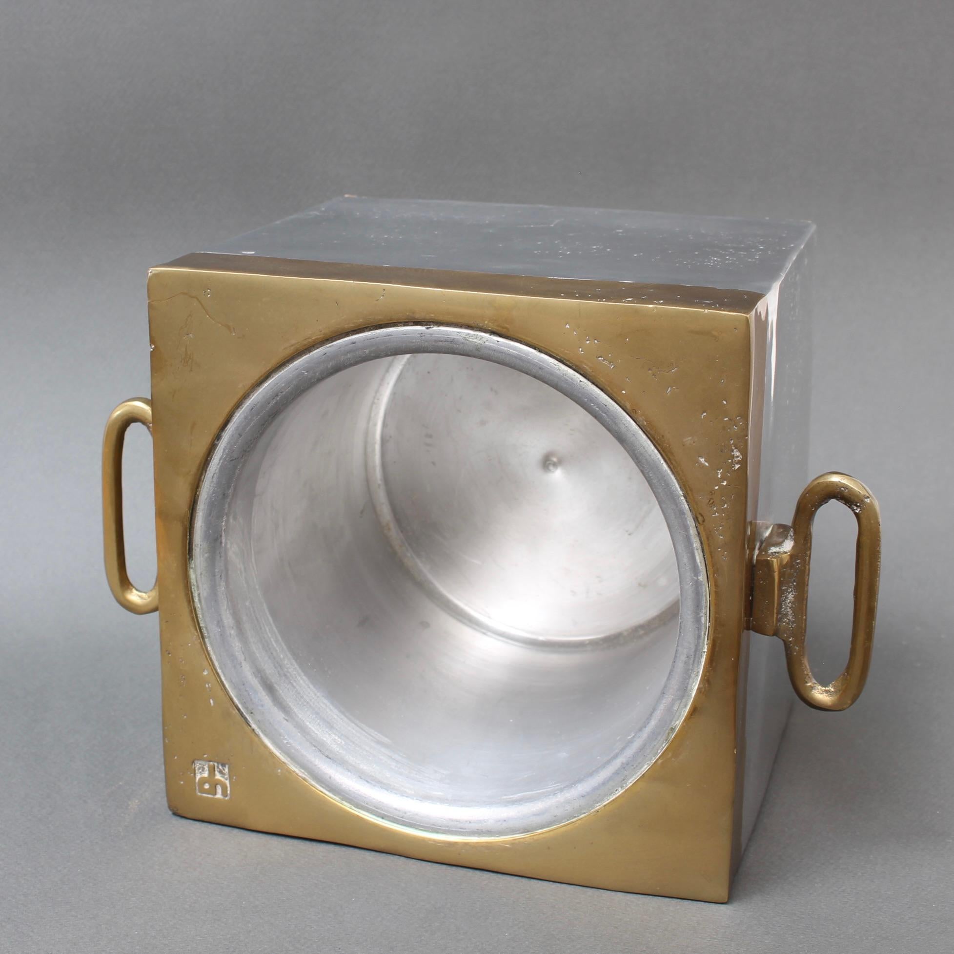 Brutalist Style Aluminium and Brass Ice Bucket by David Marshall (circa 1980s) For Sale 11