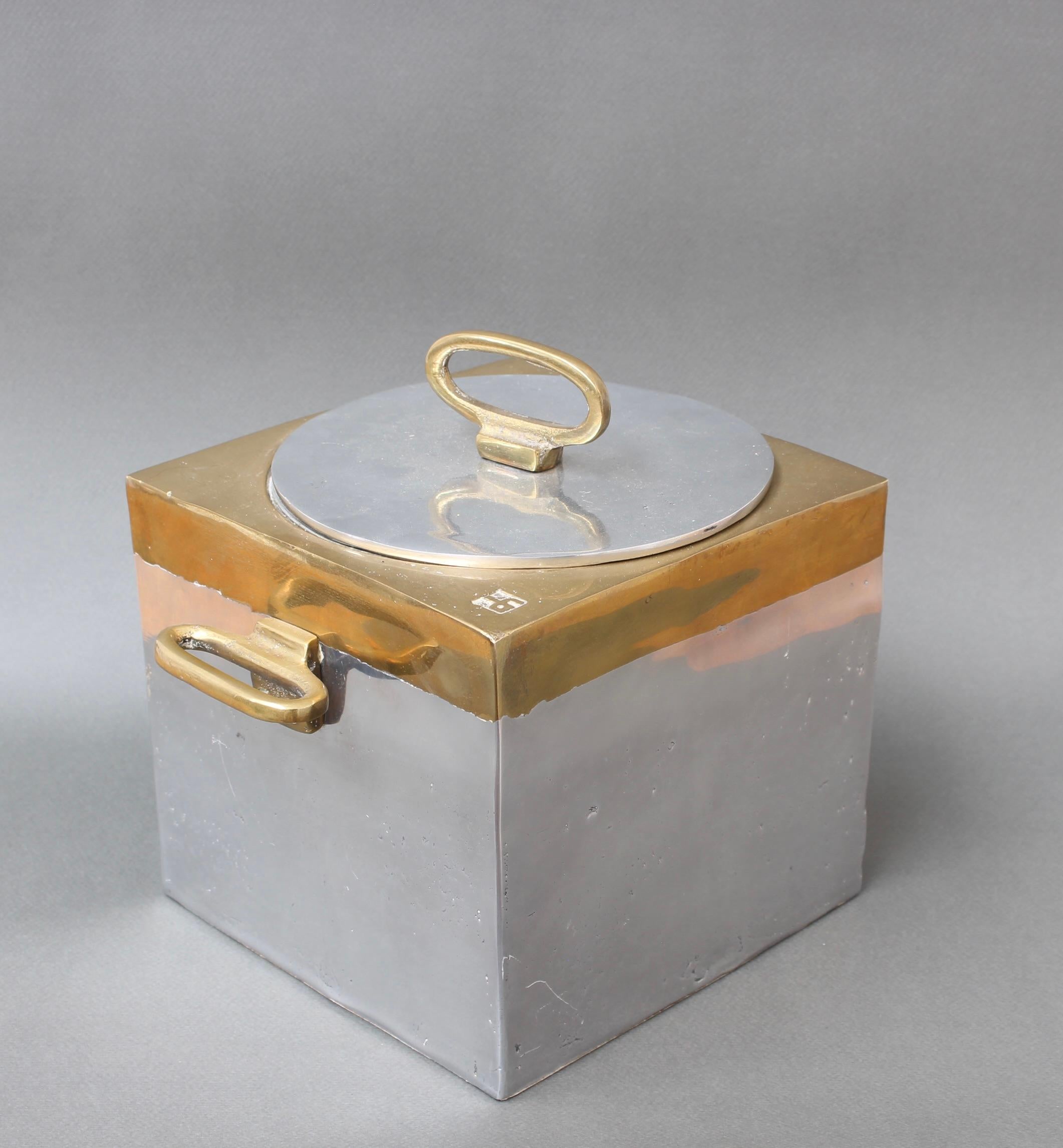 Brutalist Style Aluminium and Brass Ice Bucket by David Marshall (circa 1980s) For Sale 13