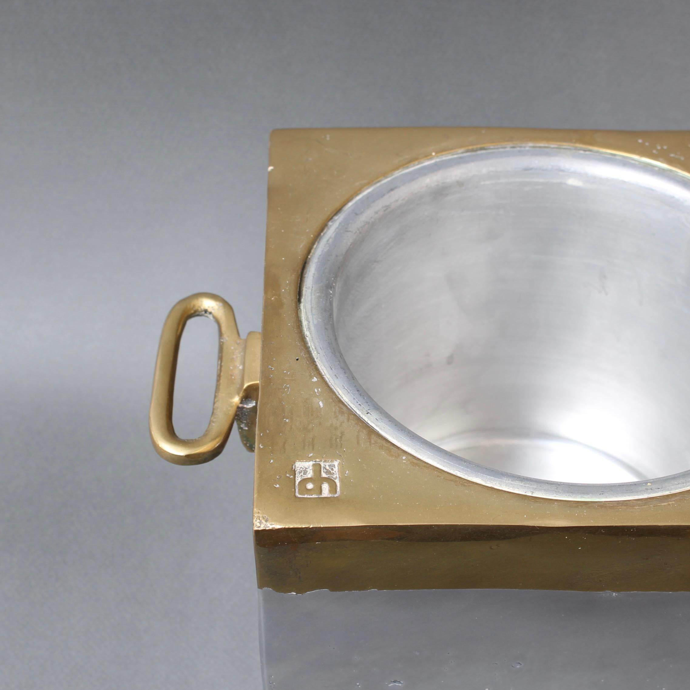 Late 20th Century Brutalist Style Aluminium and Brass Ice Bucket by David Marshall (circa 1980s) For Sale