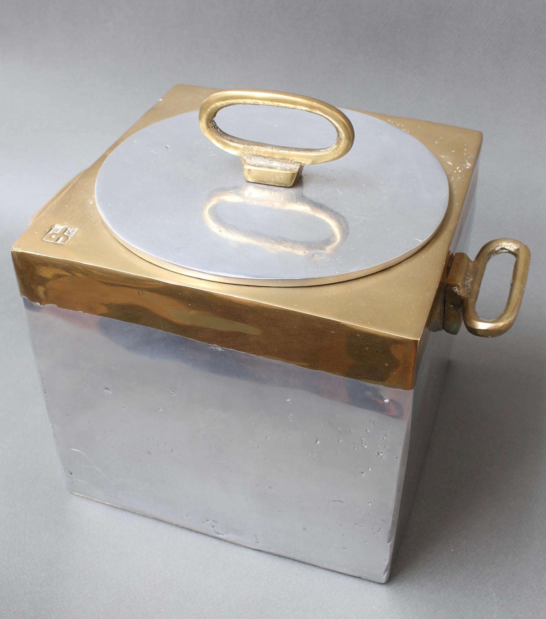 Brutalist Style Aluminium and Brass Ice Bucket by David Marshall (circa 1980s) For Sale 1