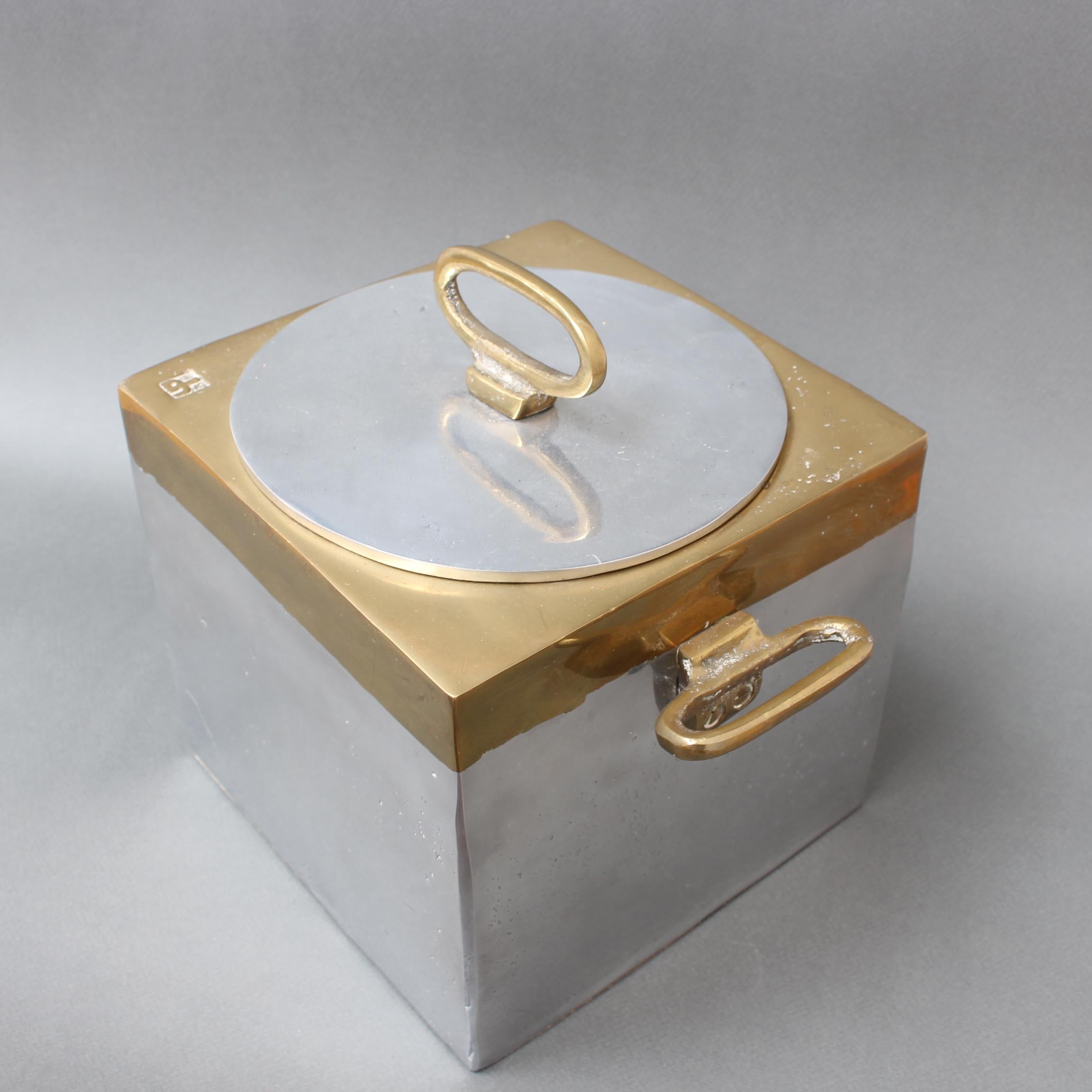 Brutalist Style Aluminium and Brass Ice Bucket by David Marshall (circa 1980s) For Sale 2