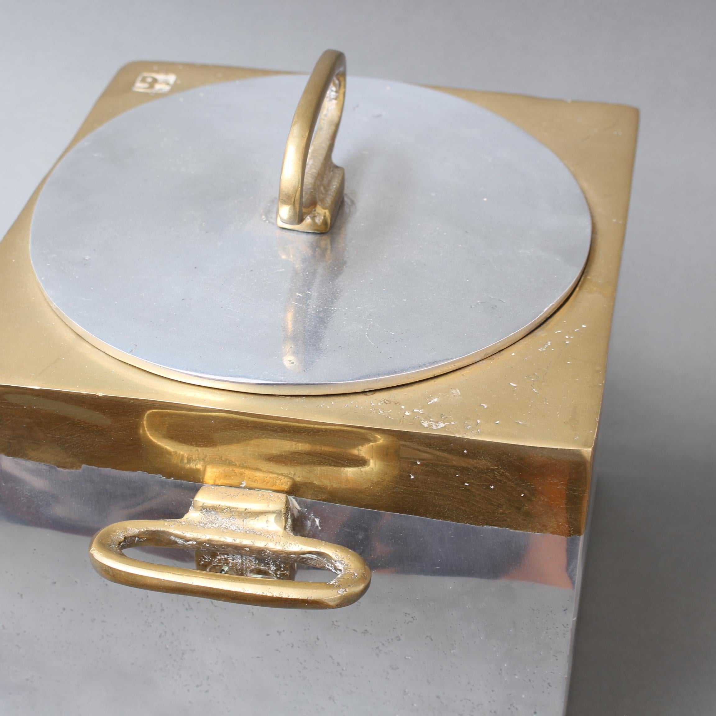 Brutalist Style Aluminium and Brass Ice Bucket by David Marshall (circa 1980s) For Sale 3