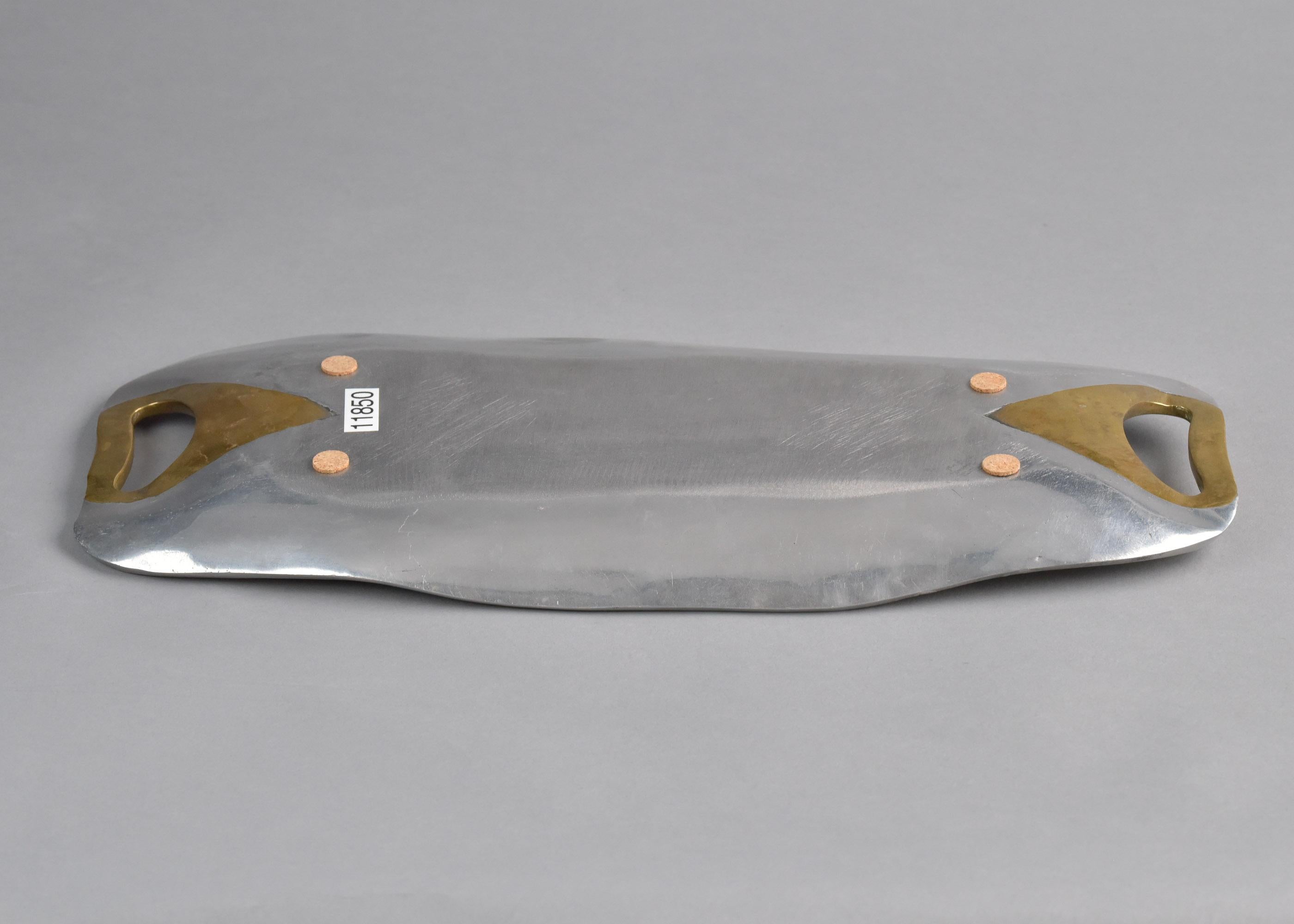 Brutalist Style Aluminum and Brass Tray or Platter Attrib to David Marshall en vente 6