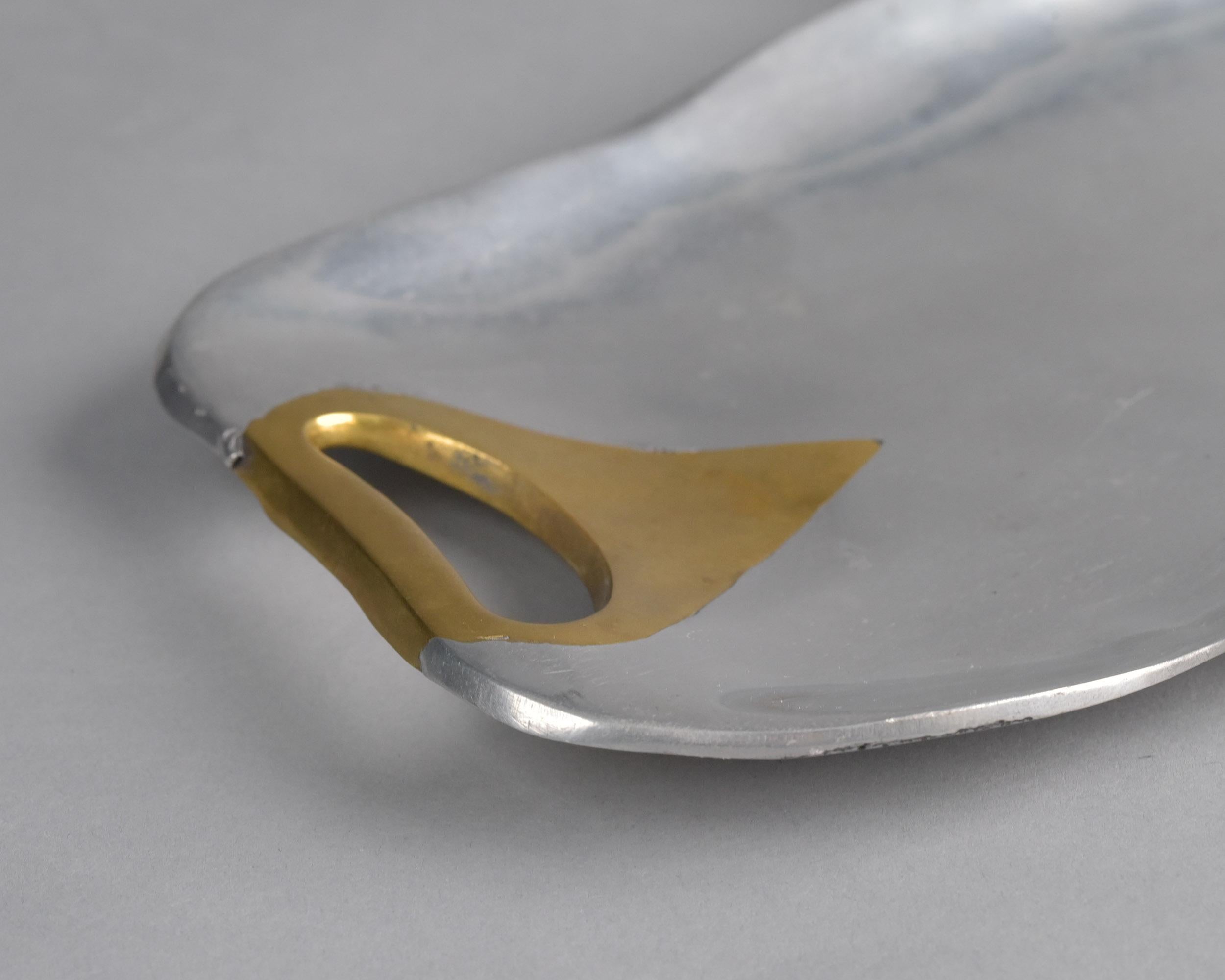 Brutalist Style Aluminum and Brass Tray or Platter Attrib to David Marshall en vente 1