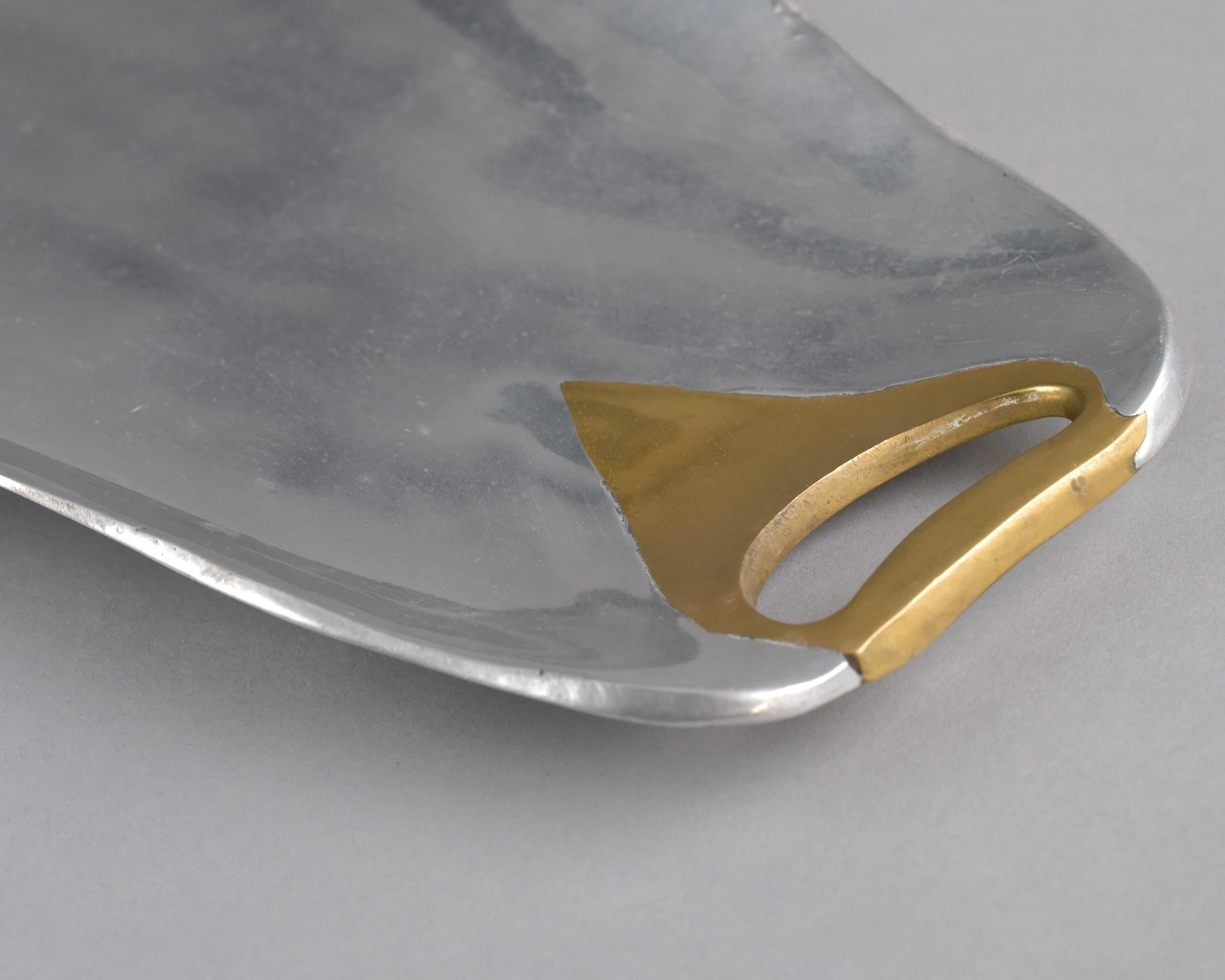 Brutalist Style Aluminum and Brass Tray or Platter Attrib to David Marshall en vente 2