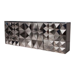 Brutalist Style And Bevelled Mirrored Design Sideboard