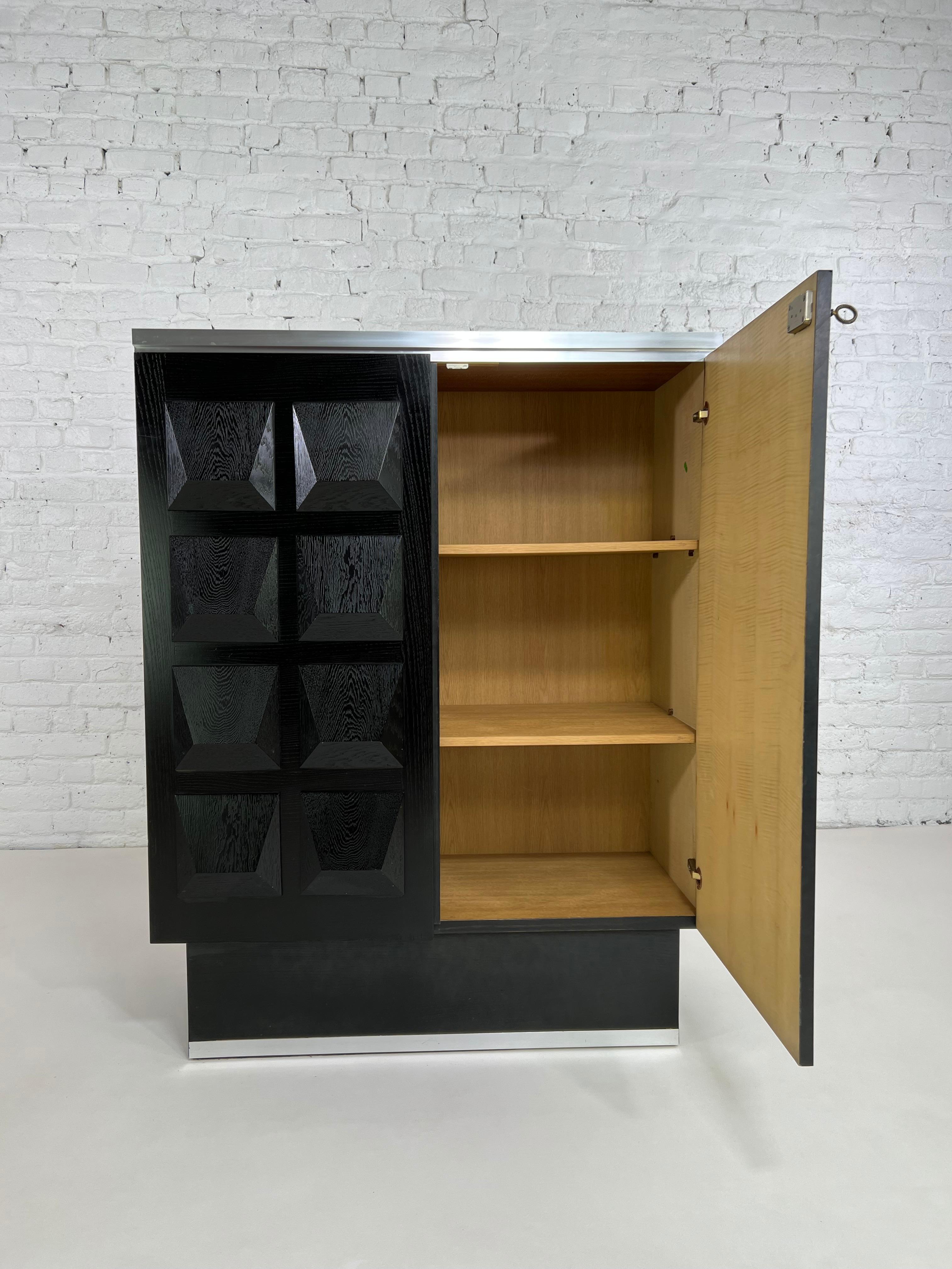 Brutalist Style and De Coene Design Black Wooden and Aluminum Bar Cabinet 1