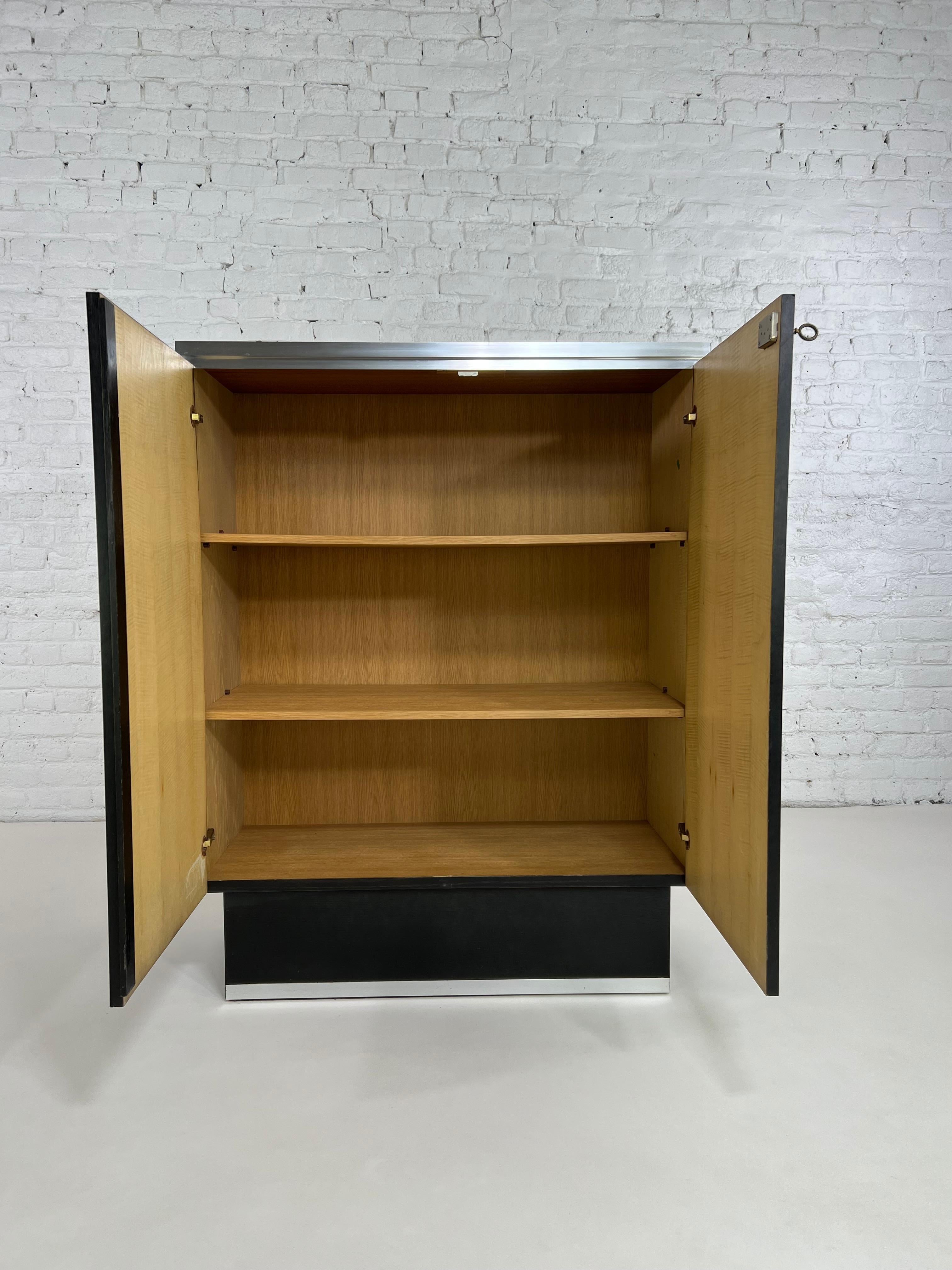 Brutalist Style and De Coene Design Black Wooden and Aluminum Bar Cabinet 2