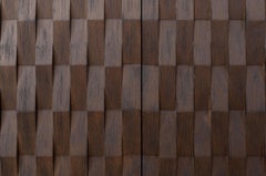 Brutalist Style and Dutch MCM Design Wooden and Black Metal Sideboard