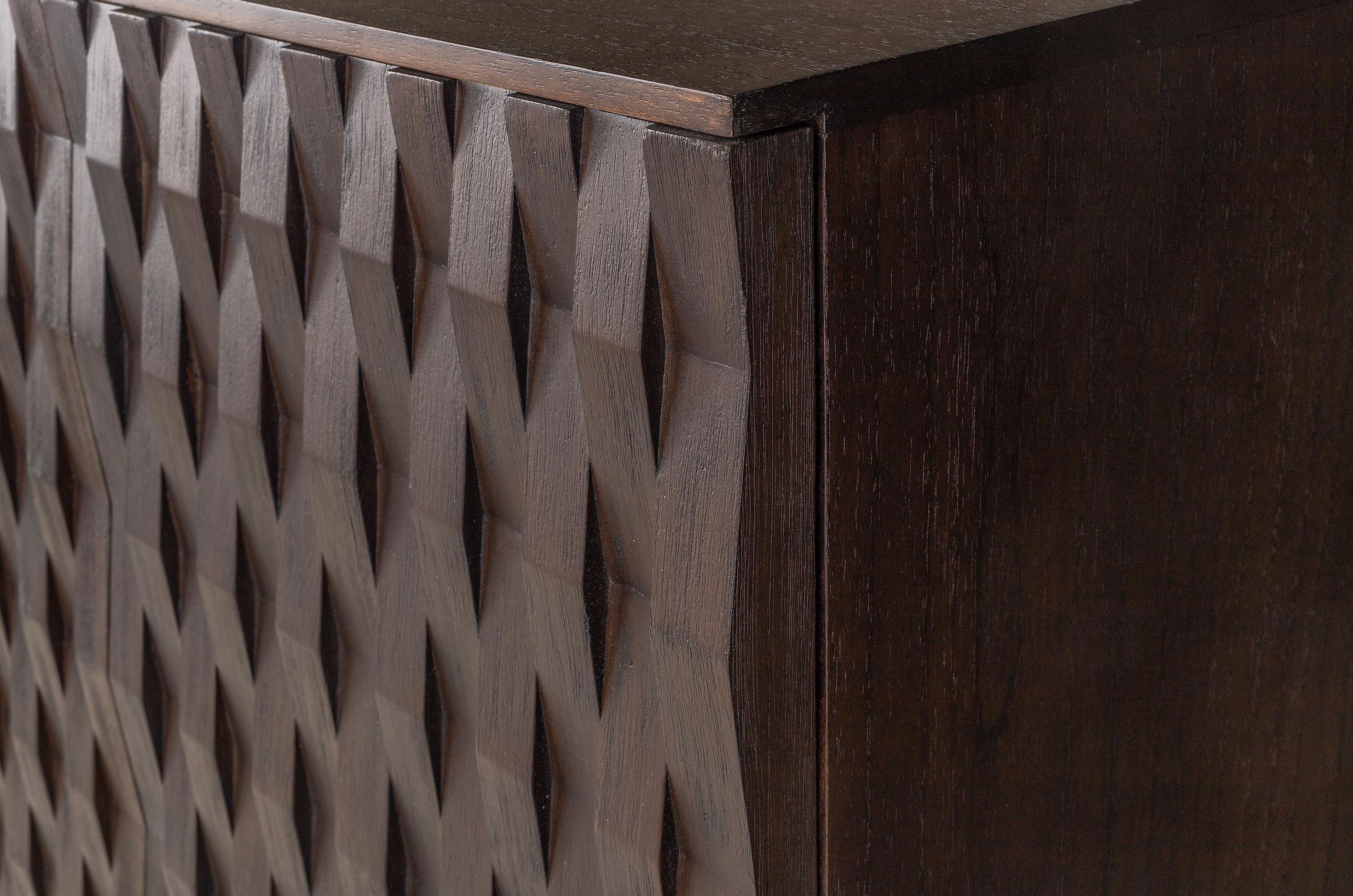 Europeo Credenza in legno e metallo nero in stile brutalista e design olandese MCM