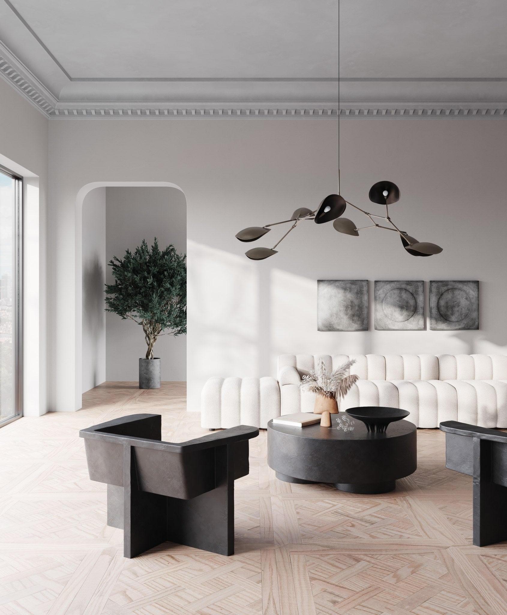 French Brutalist Style Armchairs, Contemporary, Coffee Colour, Fiber Concrete. For Sale