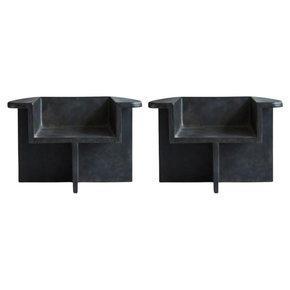 Sillones de Estilo Brutalista, Contemporáneo, Color Café, Fibra de Hormigón.
