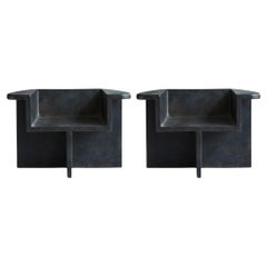 Sessel im brutalistischen Stil, Contemporary, Kaffeefarbe, Faserbeton.