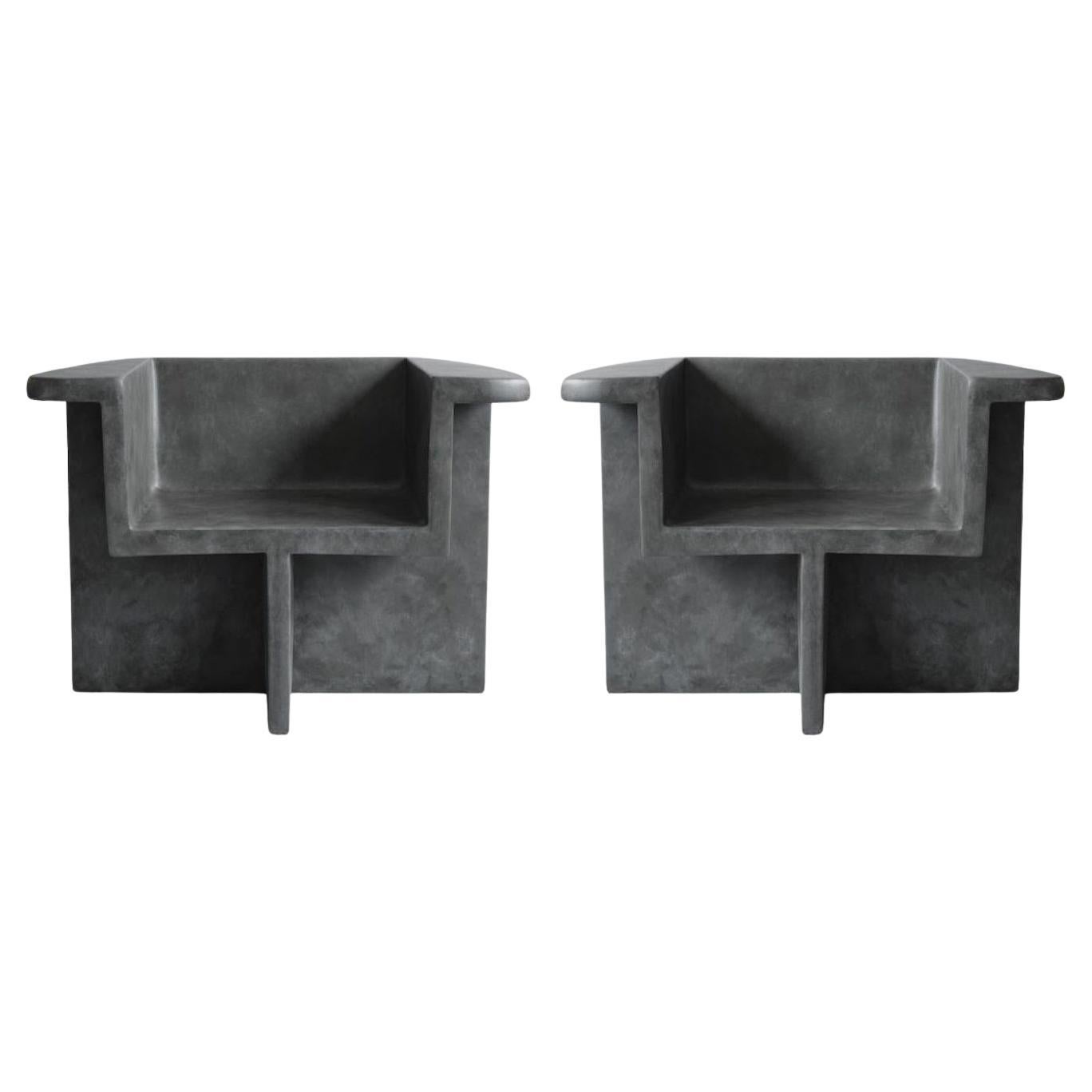 Sillones de Estilo Brutalista, Contemporáneo - Color Gris Oscuro - Hormigón Fibrado.