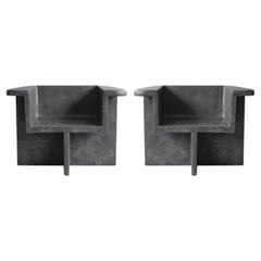 Sessel im brutalistischen Stil, Contemporary - Farbe Dunkelgrau - Faserbeton.