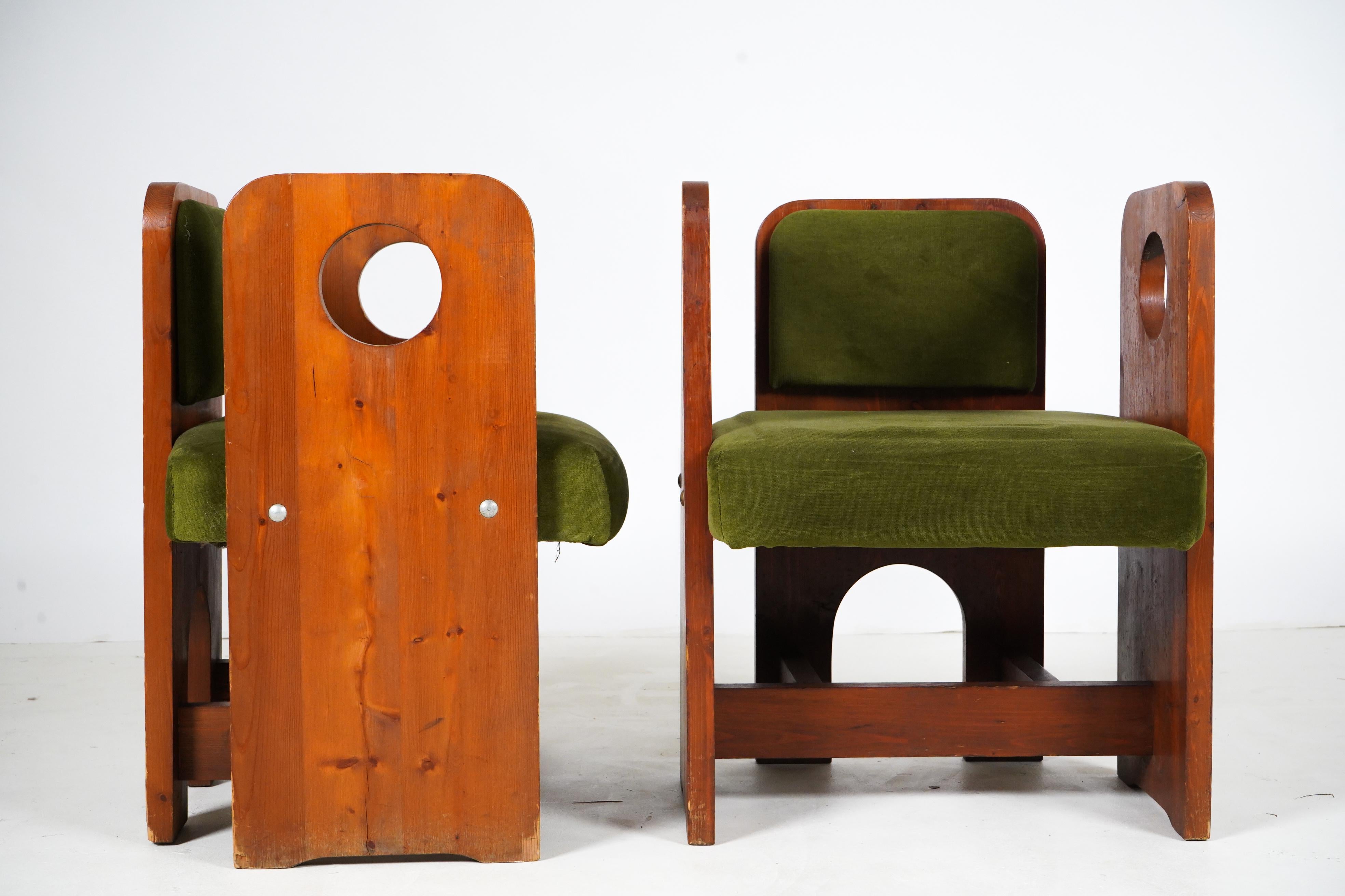 Hungarian Brutalist Style Armchairs For Sale