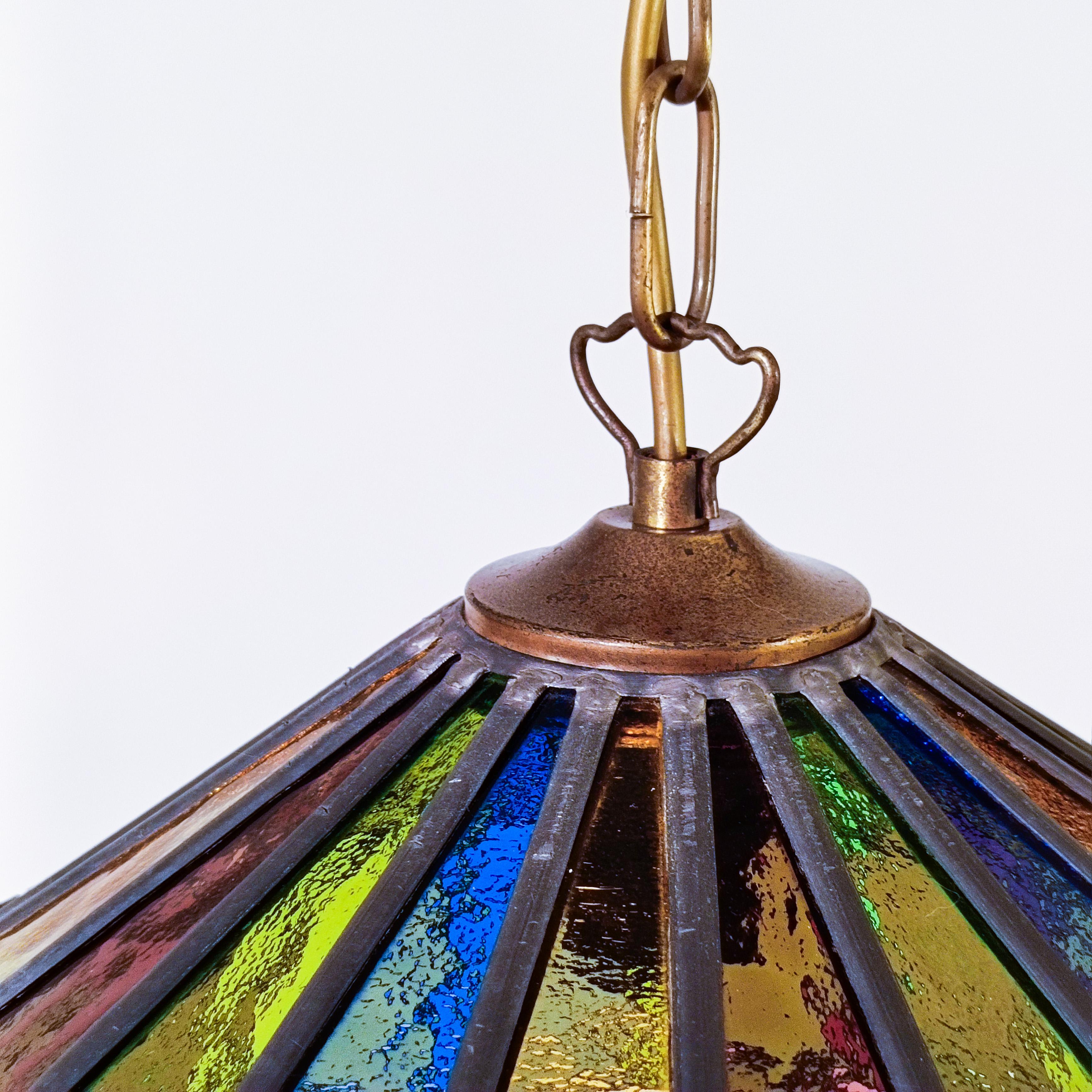 Stile brutalista. Lampada a sospensione in vetro artistico di Ferro Art, Spagna, anni '70 in vendita 5