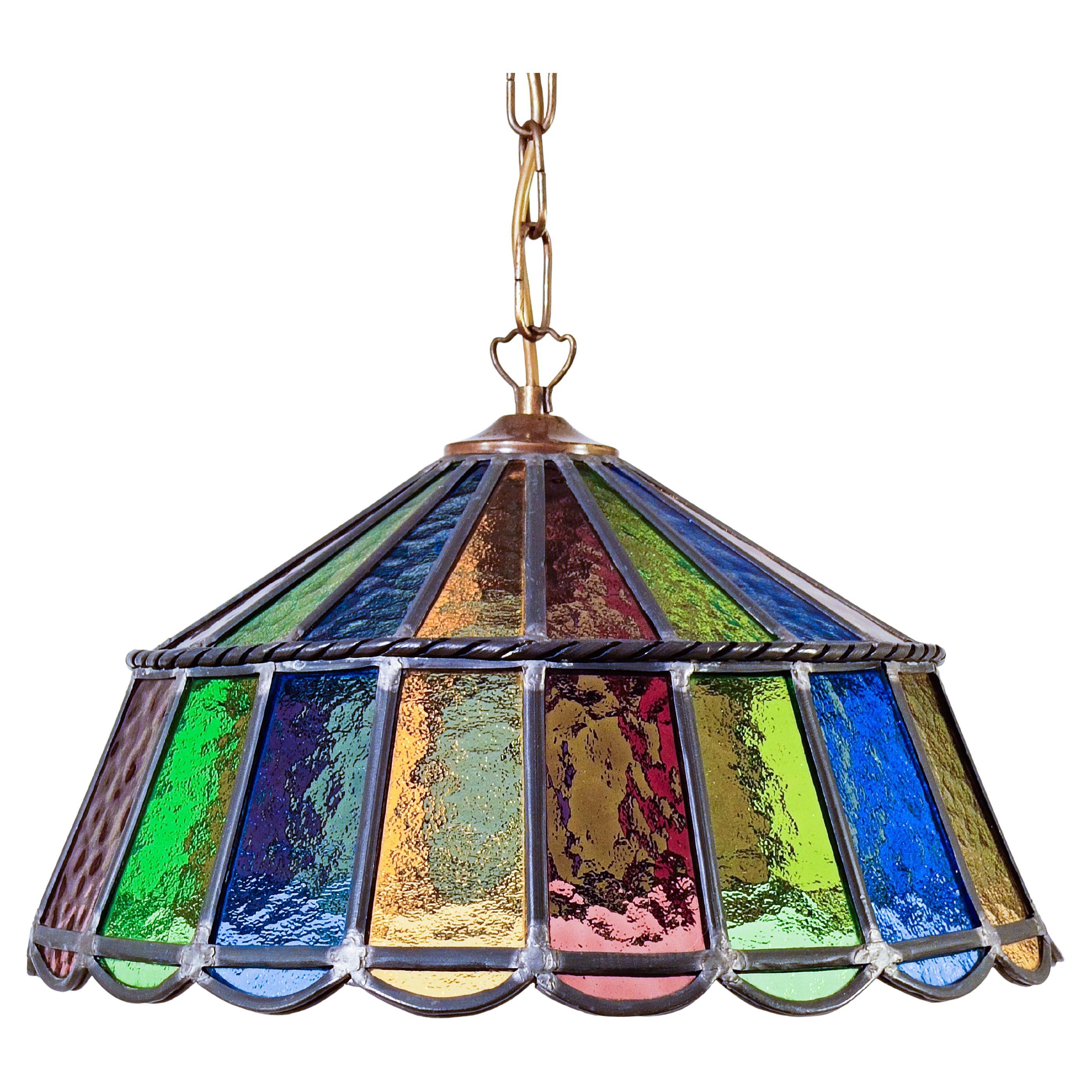 Stile brutalista. Lampada a sospensione in vetro artistico di Ferro Art, Spagna, anni '70 in vendita