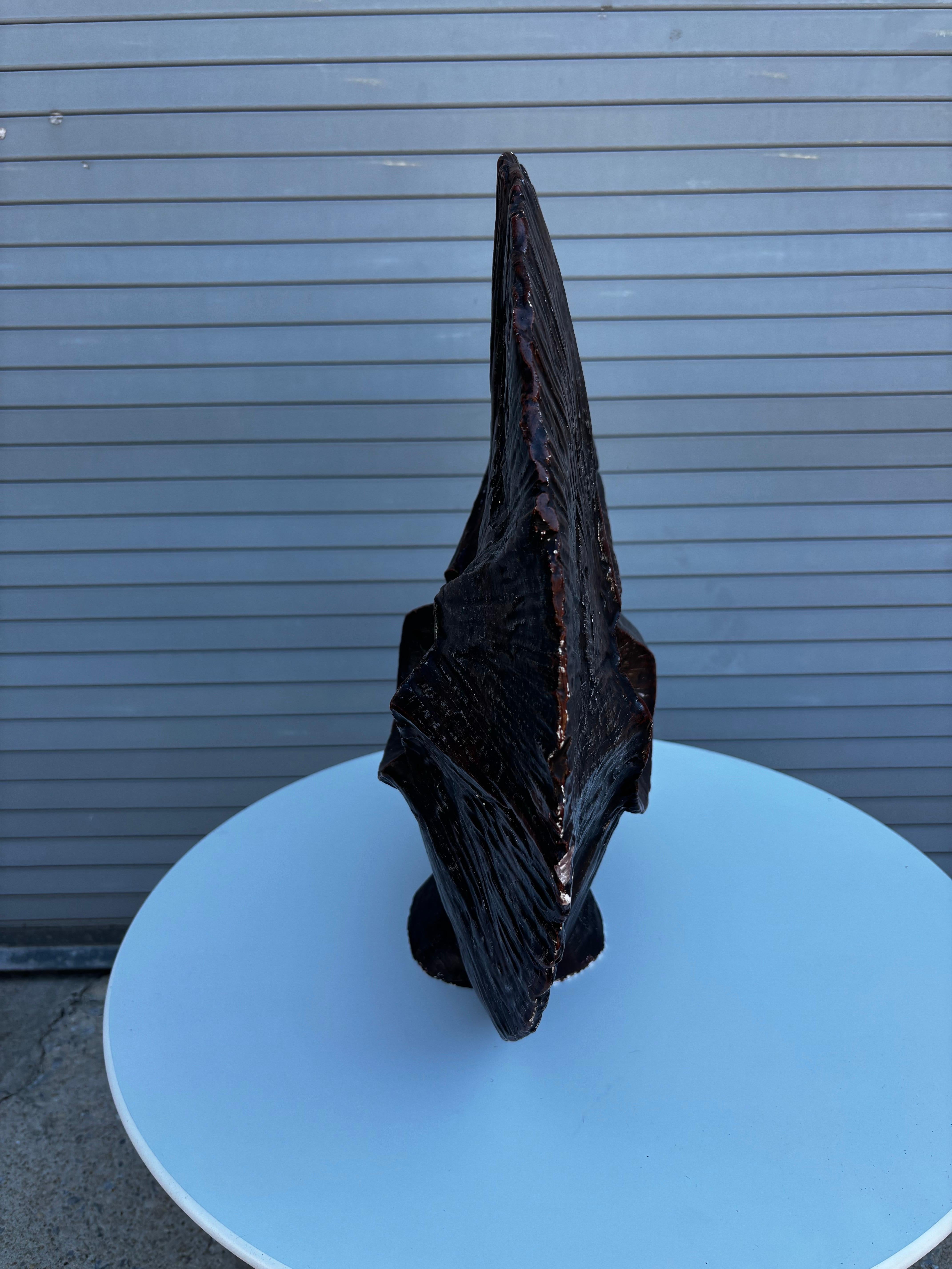 Austin Productions Plaster Abstract Sculpture by K. Green.  Modern Abstract center explosion, with a patinated bronze finish.  Chip to base as seen in photo.