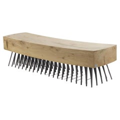 Brutalist Style Bench Carved From A Single Block of Scented Cedarwood