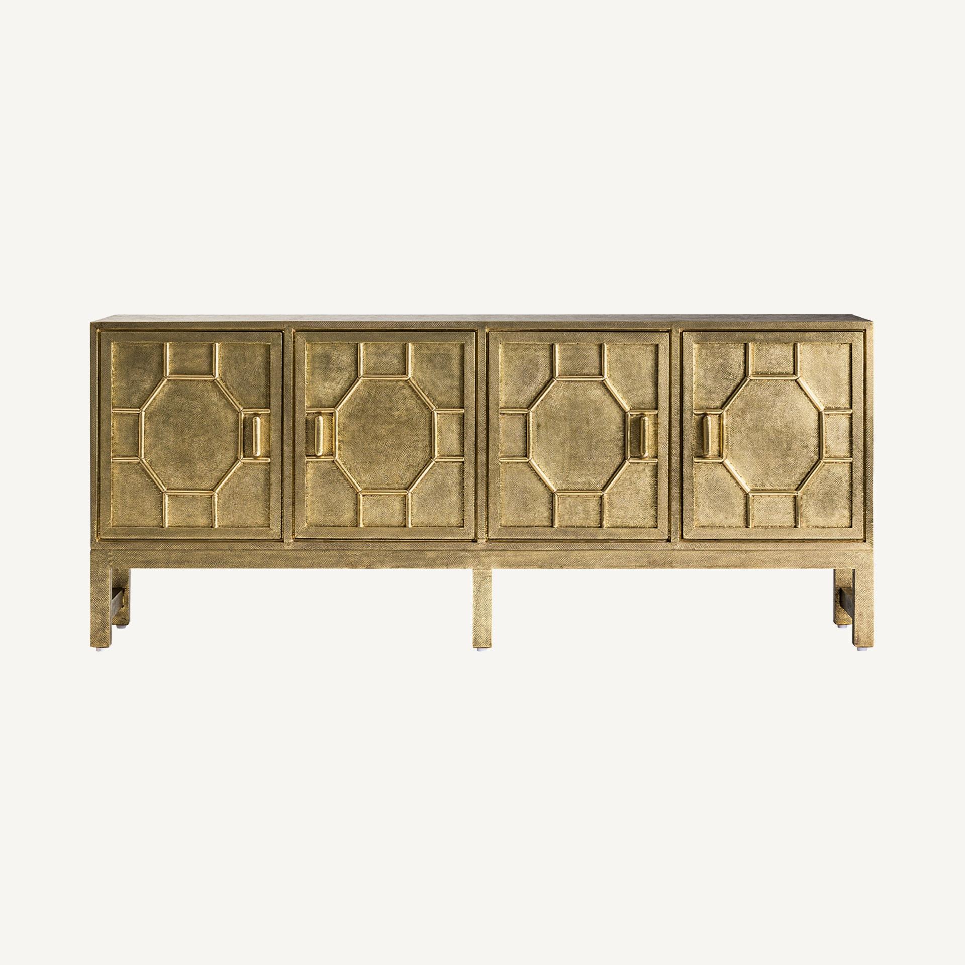 European Brutalist Style Brass Metal Finishes Sideboard For Sale