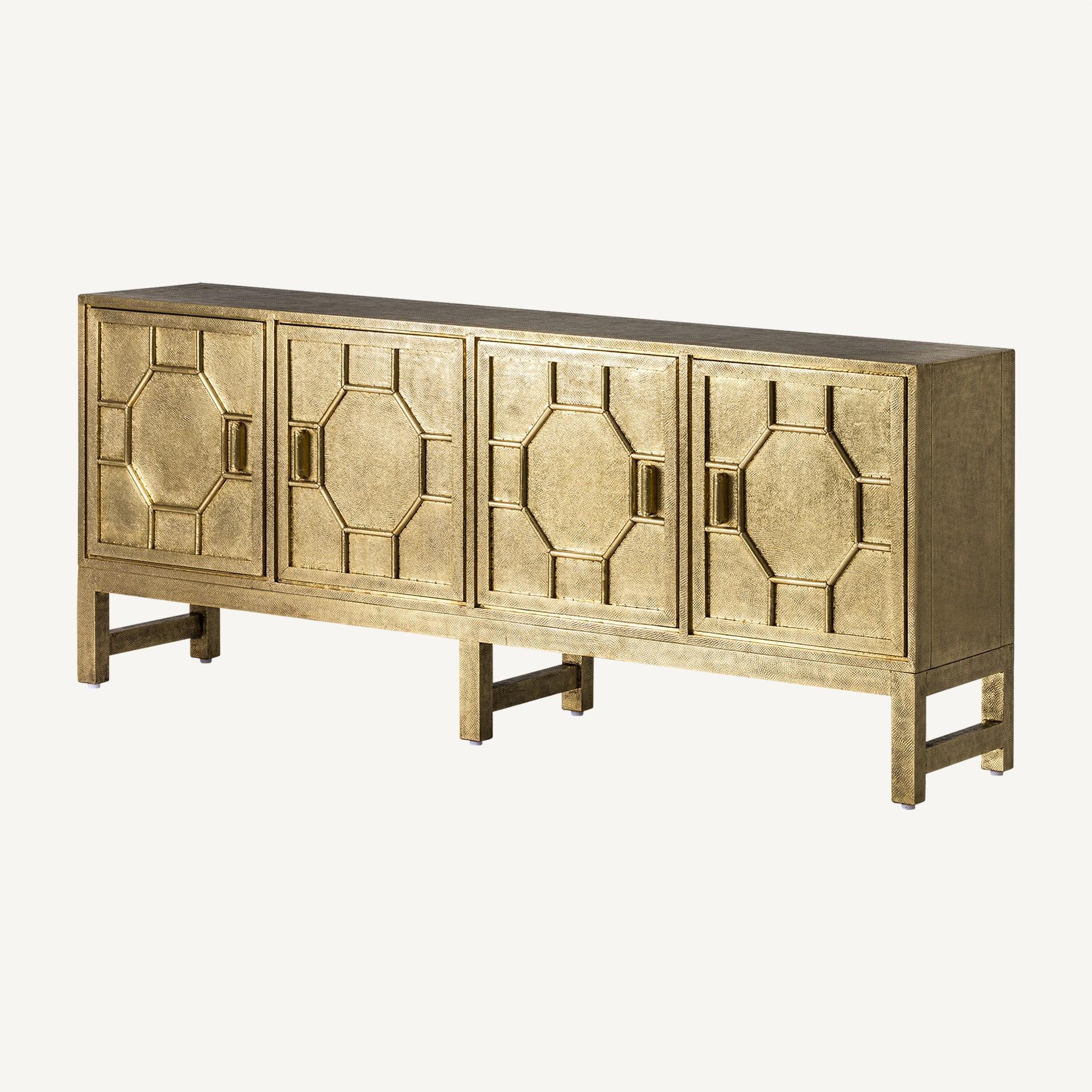 Brutalist Style Brass Metal Finishes Sideboard In New Condition For Sale In Tourcoing, FR