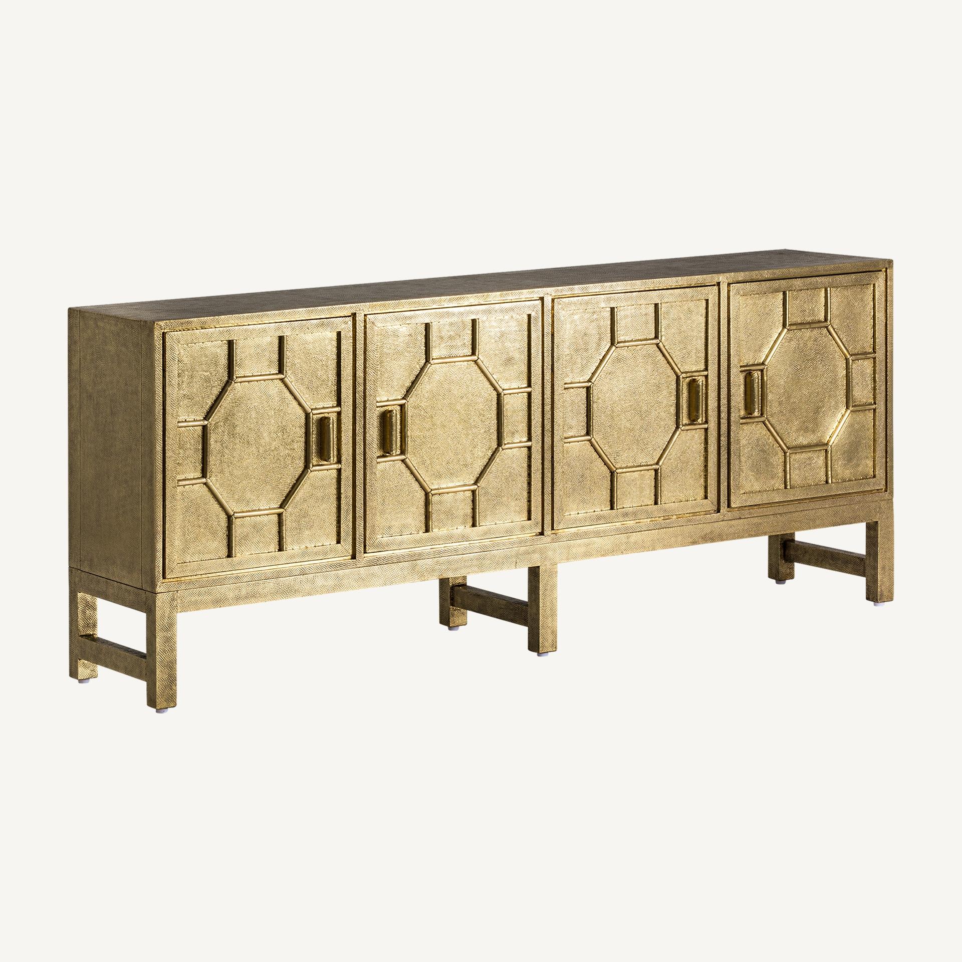 Contemporary Brutalist Style Brass Metal Finishes Sideboard For Sale