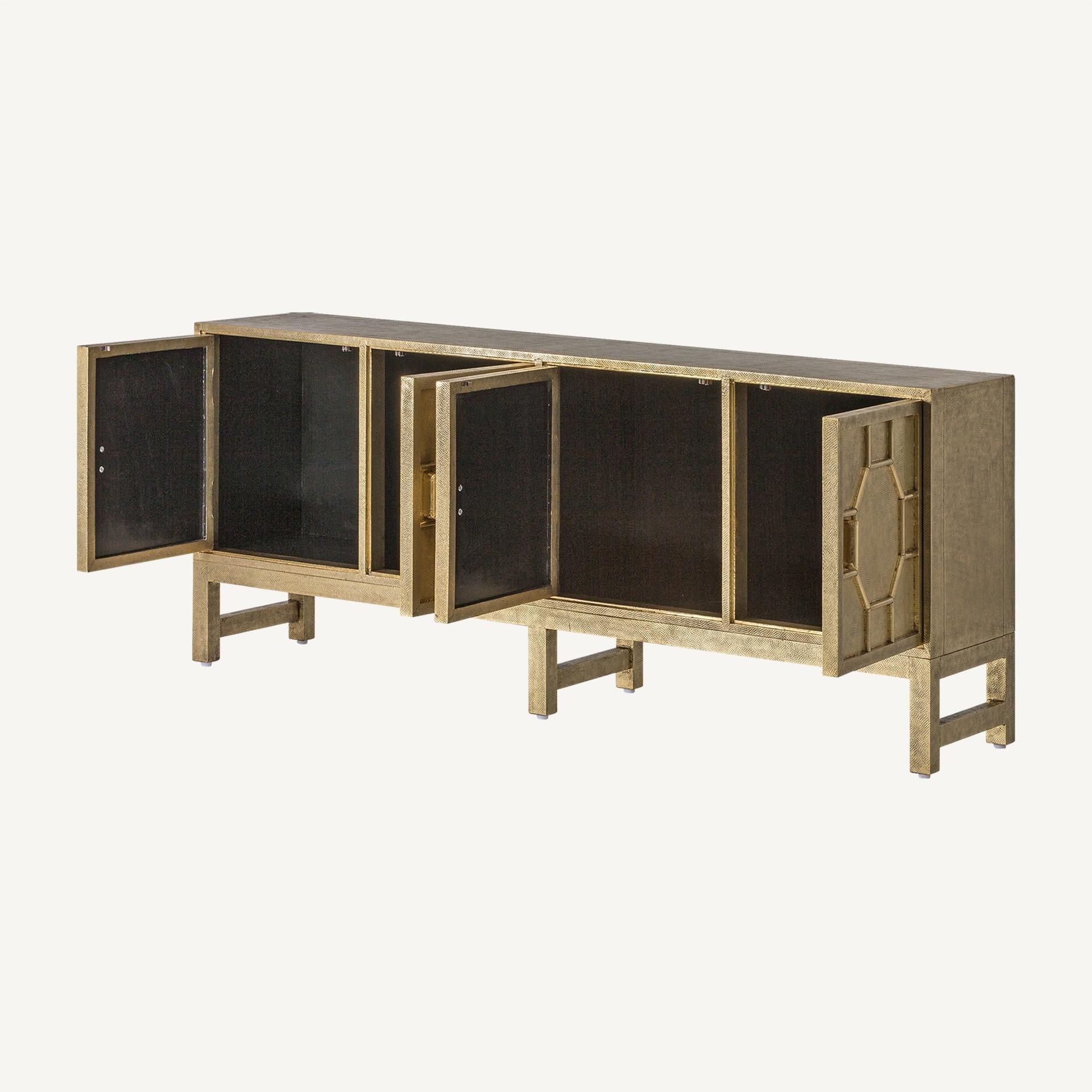 Brutalist Style Brass Metal Finishes Sideboard For Sale 1