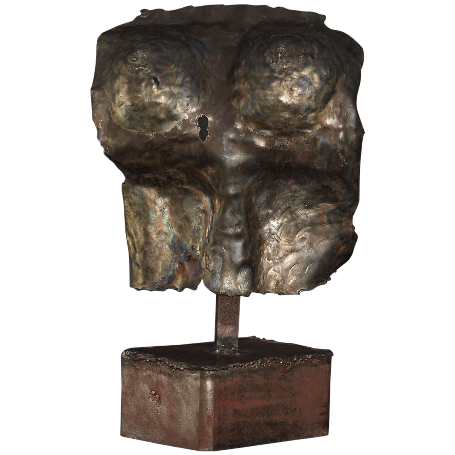 Brutalist Style Bronze Sculpture of a Female Torso