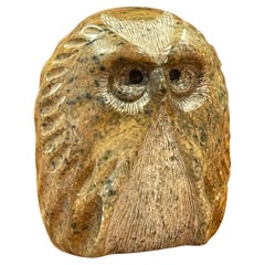 Brutalist Style Carved Soapstone Owl Sculpture by Glenn Heath
