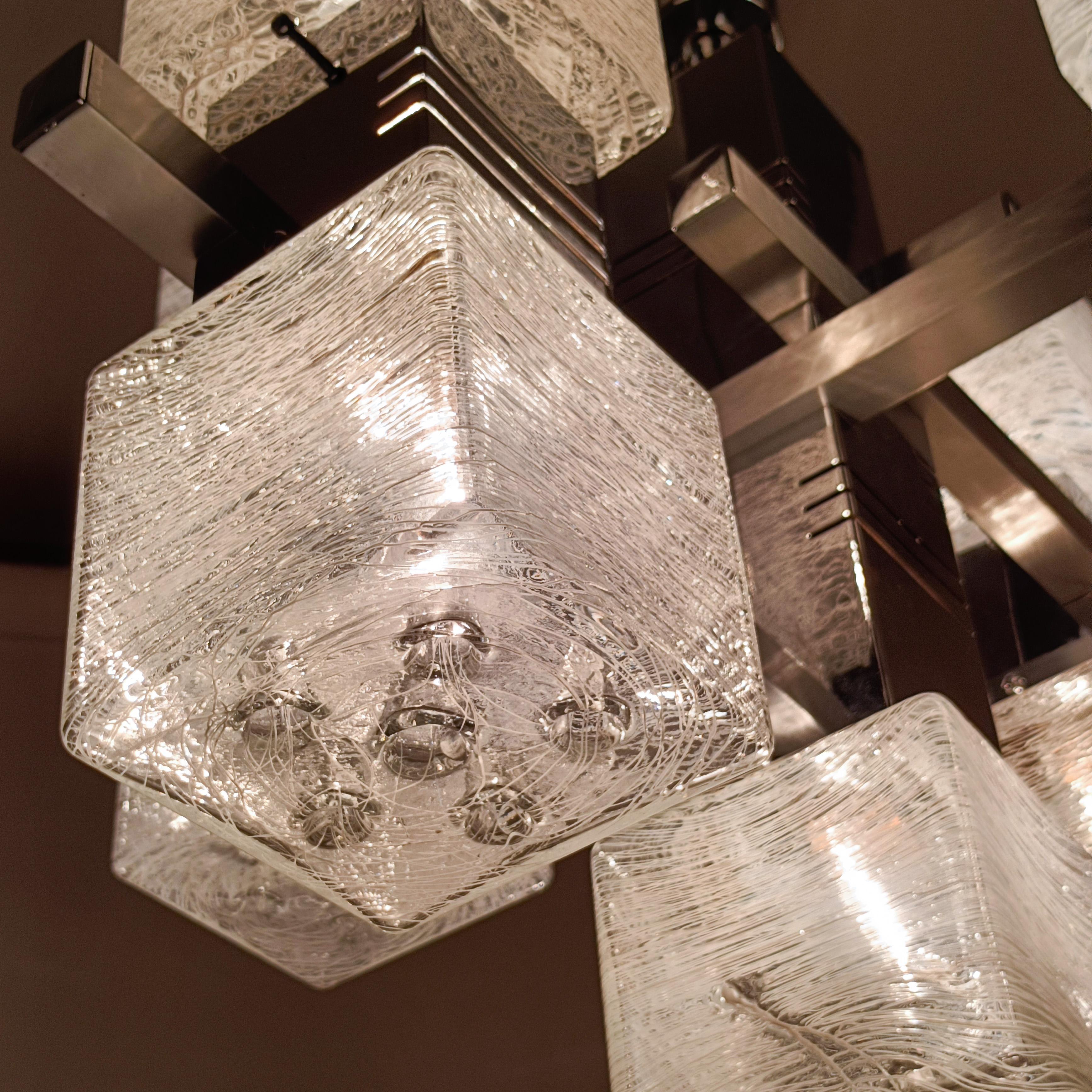 AVMazzega. Brutalist style chandelier by Gaetano Sciolari, Italy, 1970s For Sale 4
