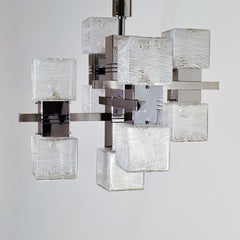 AVMazzega. Brutalist style chandelier by Gaetano Sciolari, Italy, 1970s