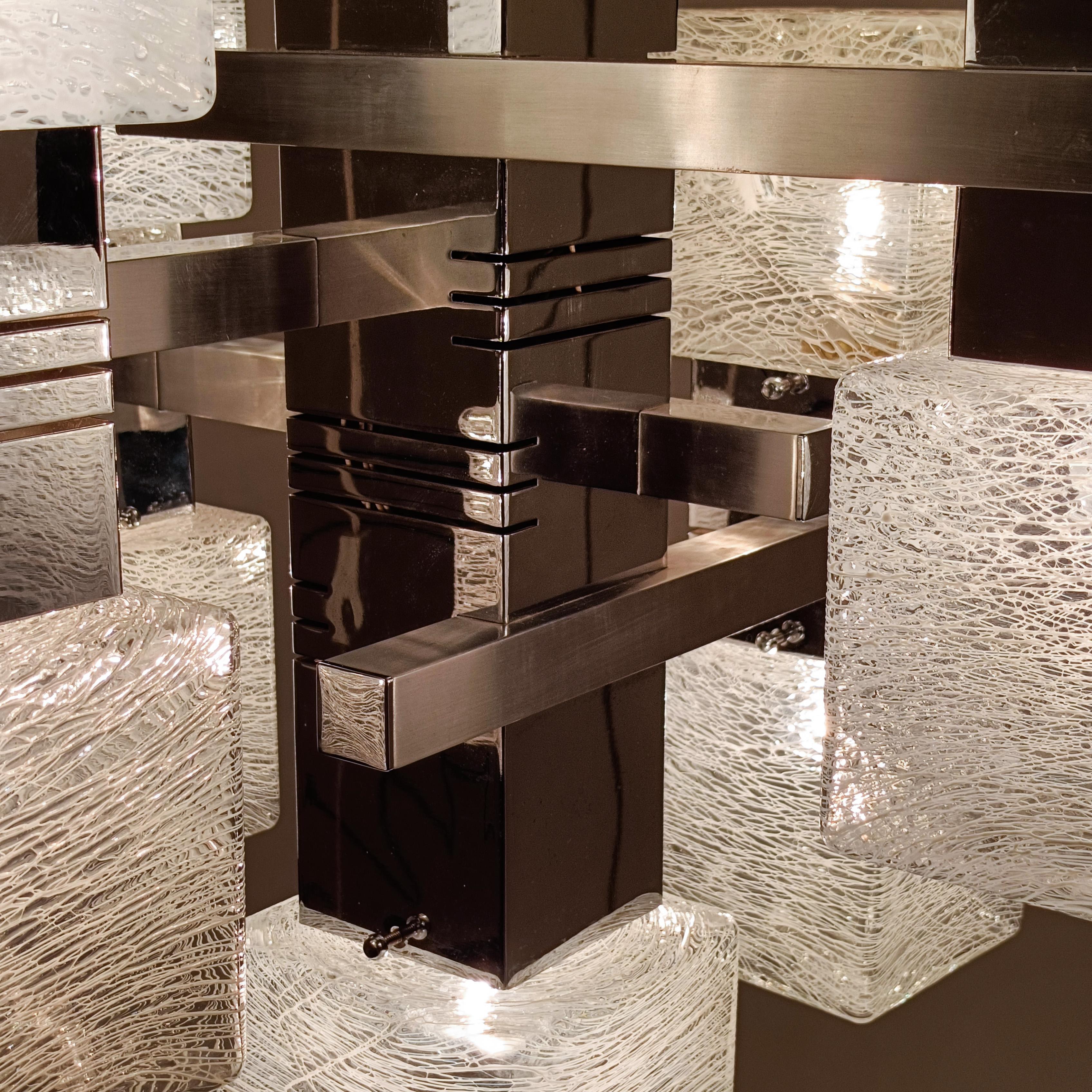 AVMazzega. Brutalist style chandelier by Gaetano Sciolari, Italy, 1970s For Sale 2