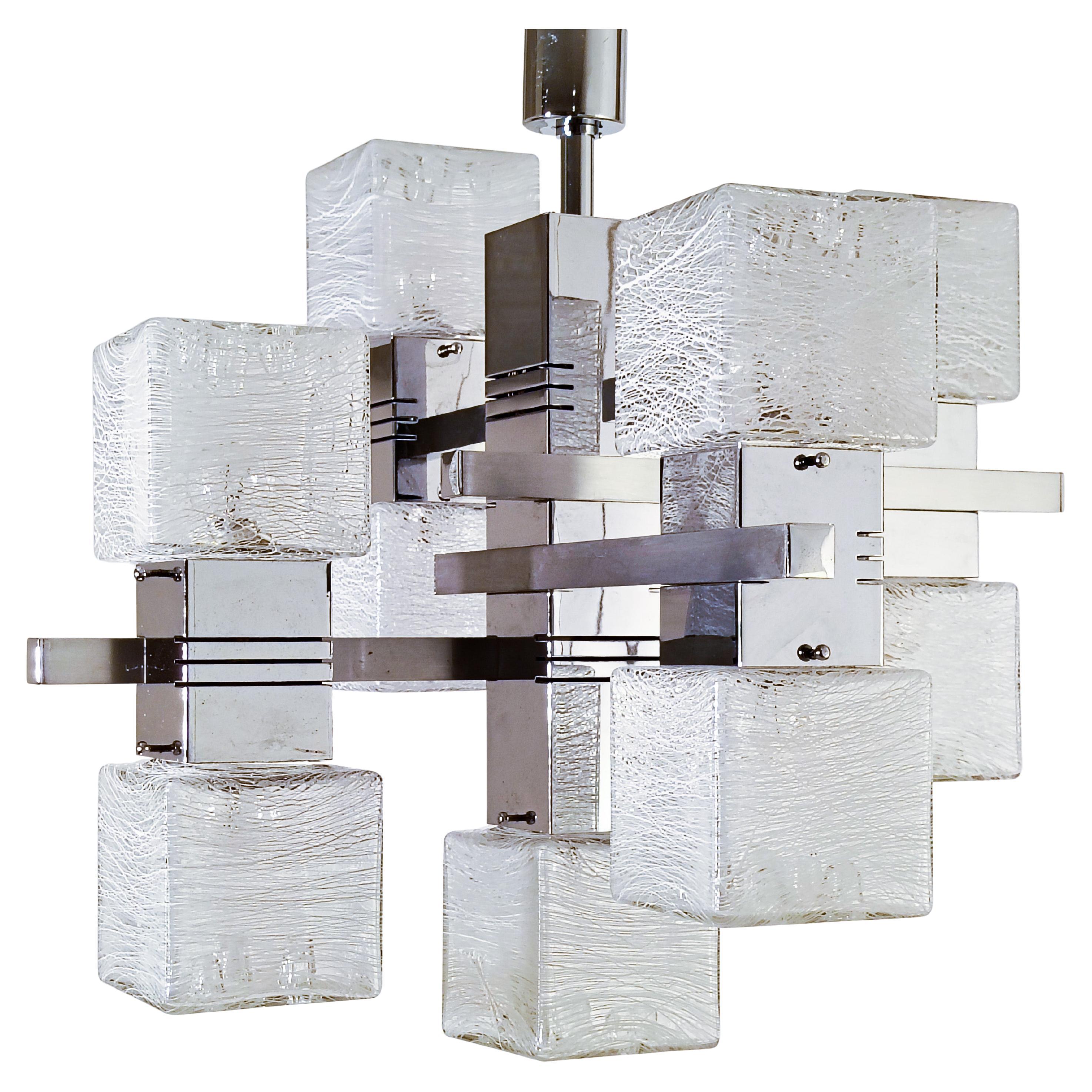 AVMazzega. Brutalist style chandelier by Gaetano Sciolari, Italy, 1970s For Sale