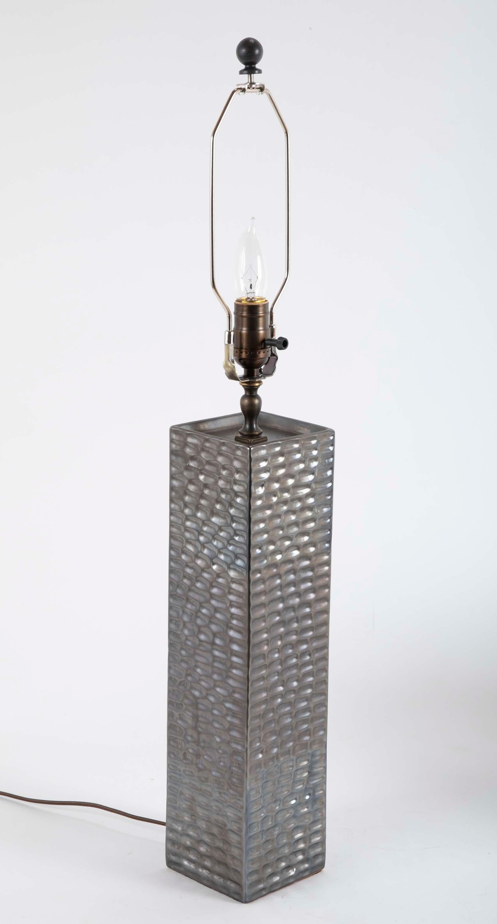 20th Century Brutalist Style Ceramic Lamp with Faux 