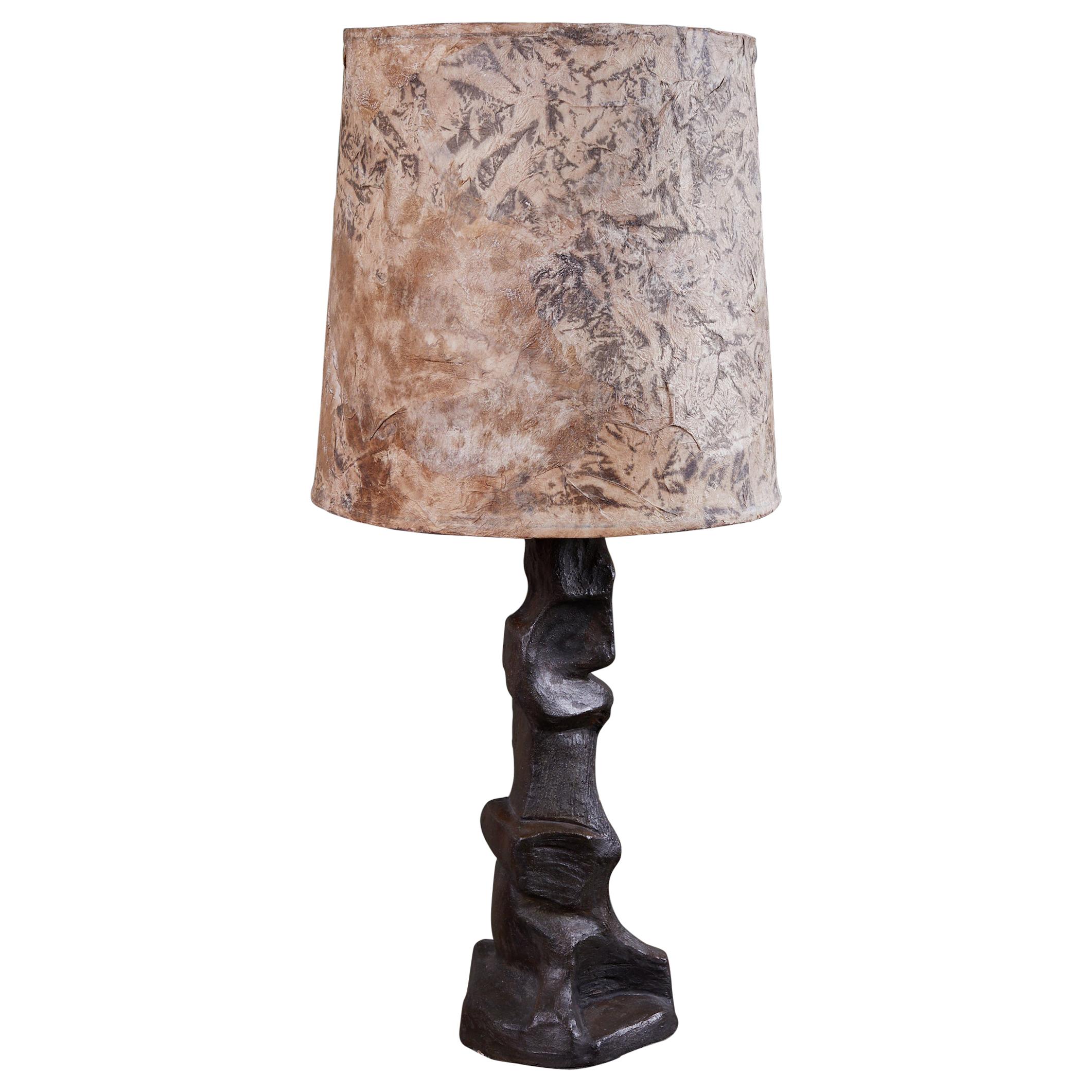 Brutalist Style Ceramic Table Lamp by Jeanine Trottier For Sale
