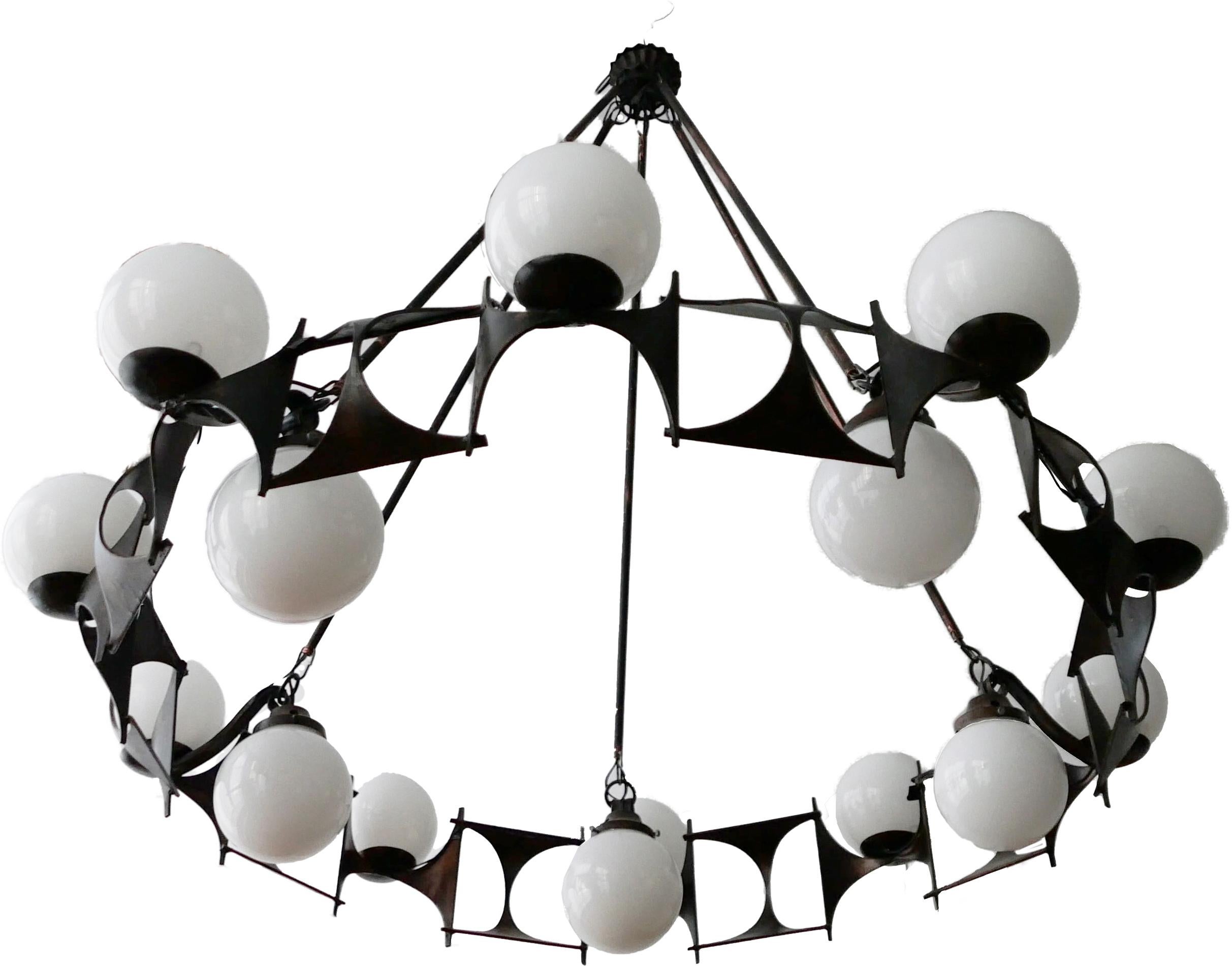 European Brutalist Style Chandelier Lamp from the 1950s For Sale