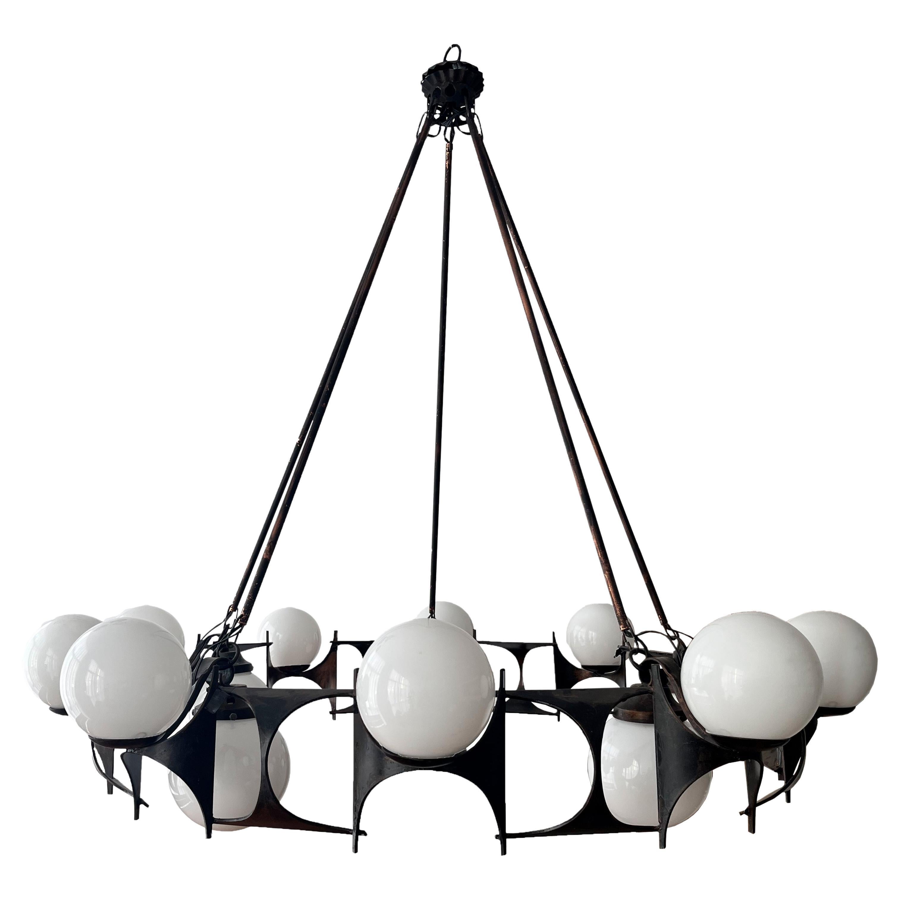 Brutalist Style Chandelier Lamp from the 1950s For Sale