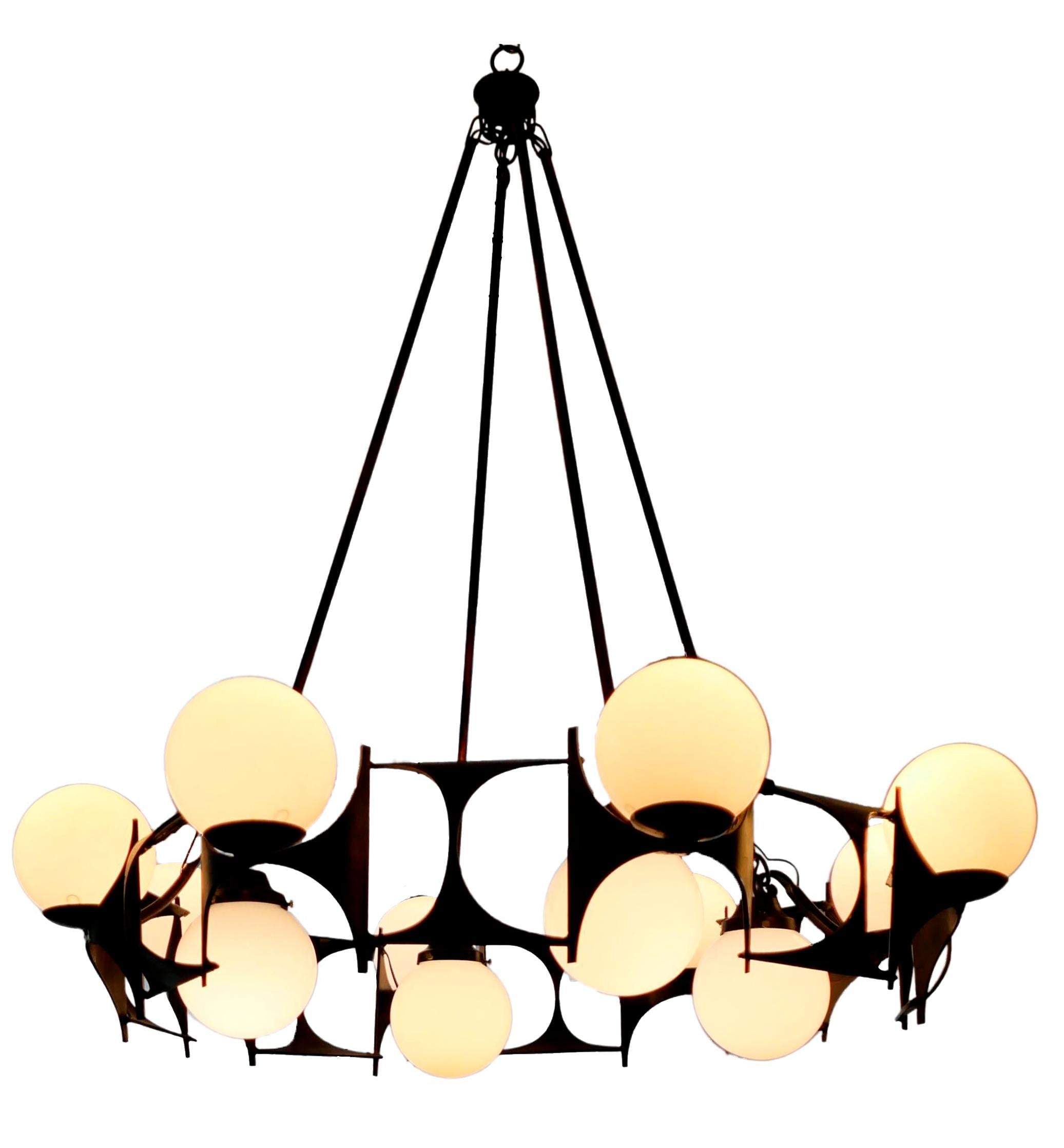 Forged  Brutalist Style Chandelier Lamp / Radius of 100 / Fom the 1950s For Sale