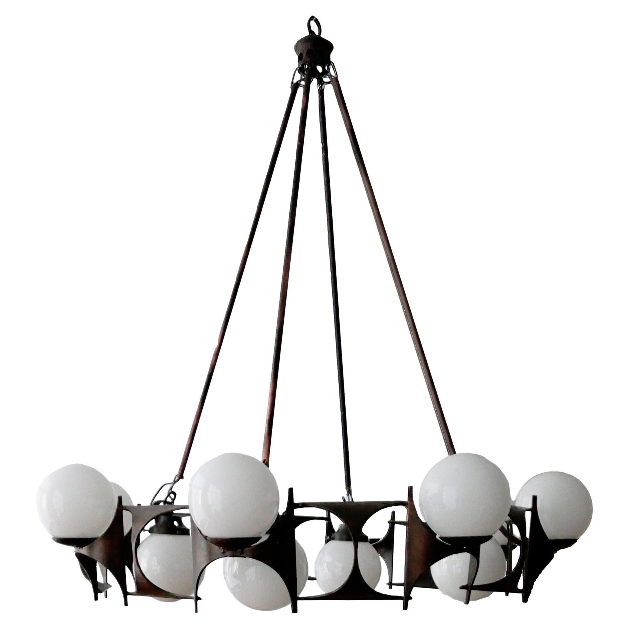  Brutalist Style Chandelier Lamp / Radius of 100 / Fom the 1950s For Sale