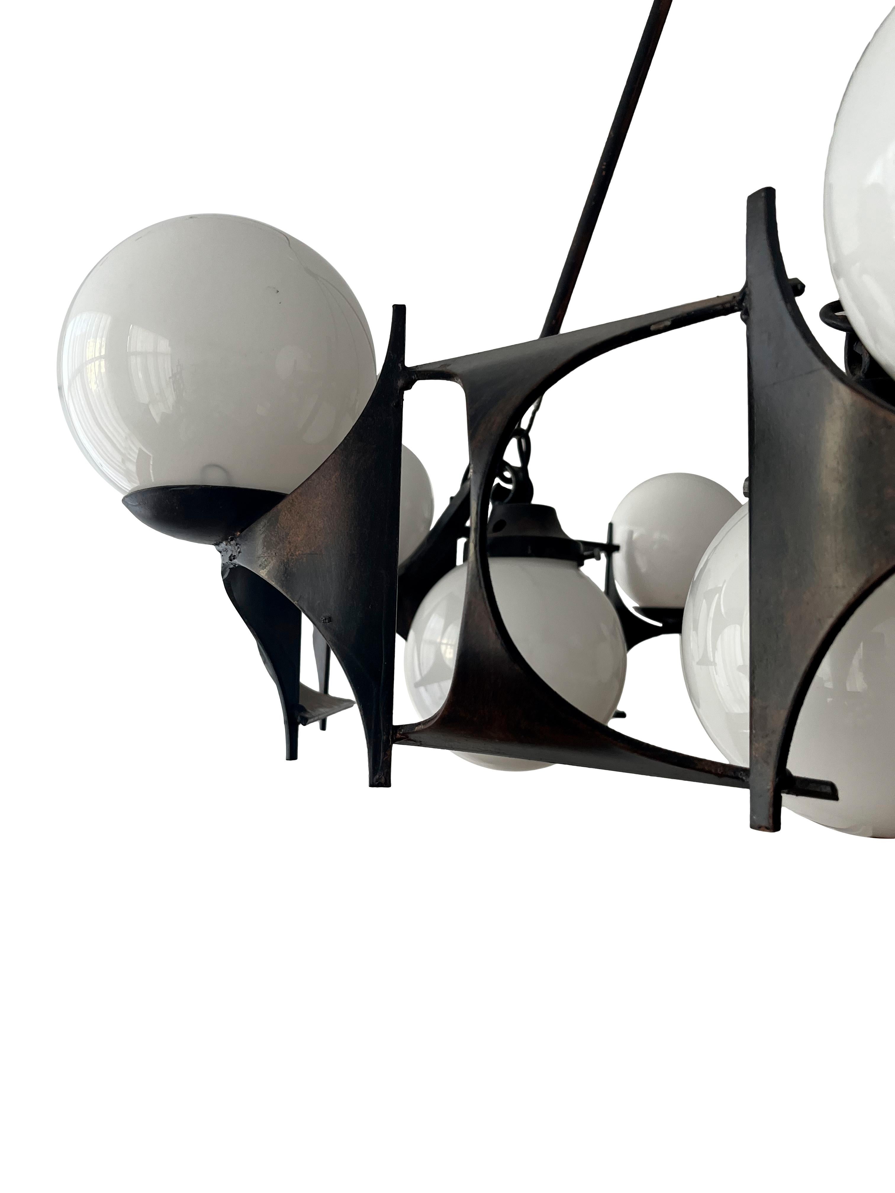 Mid-20th Century Brutalist Style Chandelier Lamp / Radius of 80 / Fom the 1950s For Sale