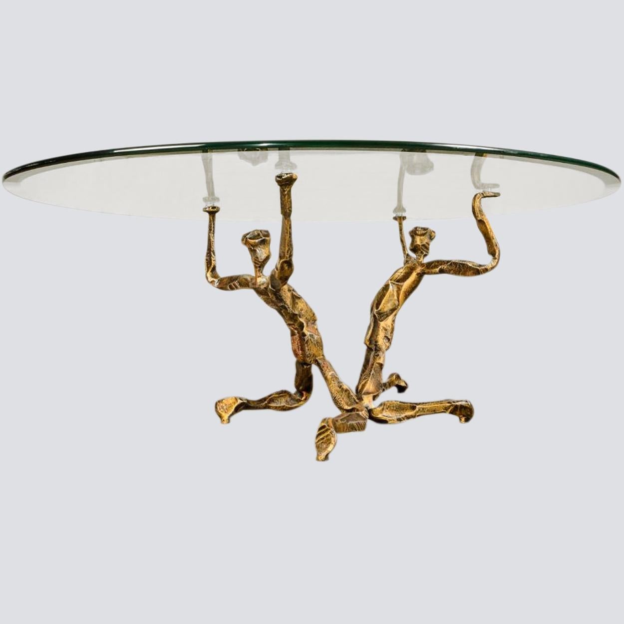 Brutalist Style Coffee Table Gilded Wrought Iron, Salvino Marsura, 1960s 1