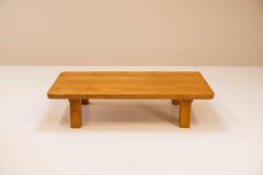 Brutalist Style Coffee Table in Oak, France, 1960s