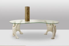 Brutalist-style coffee table, sculptural and organic. 1970s.