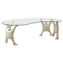 Brutalist-style coffee table, sculptural and organic. 1970s.