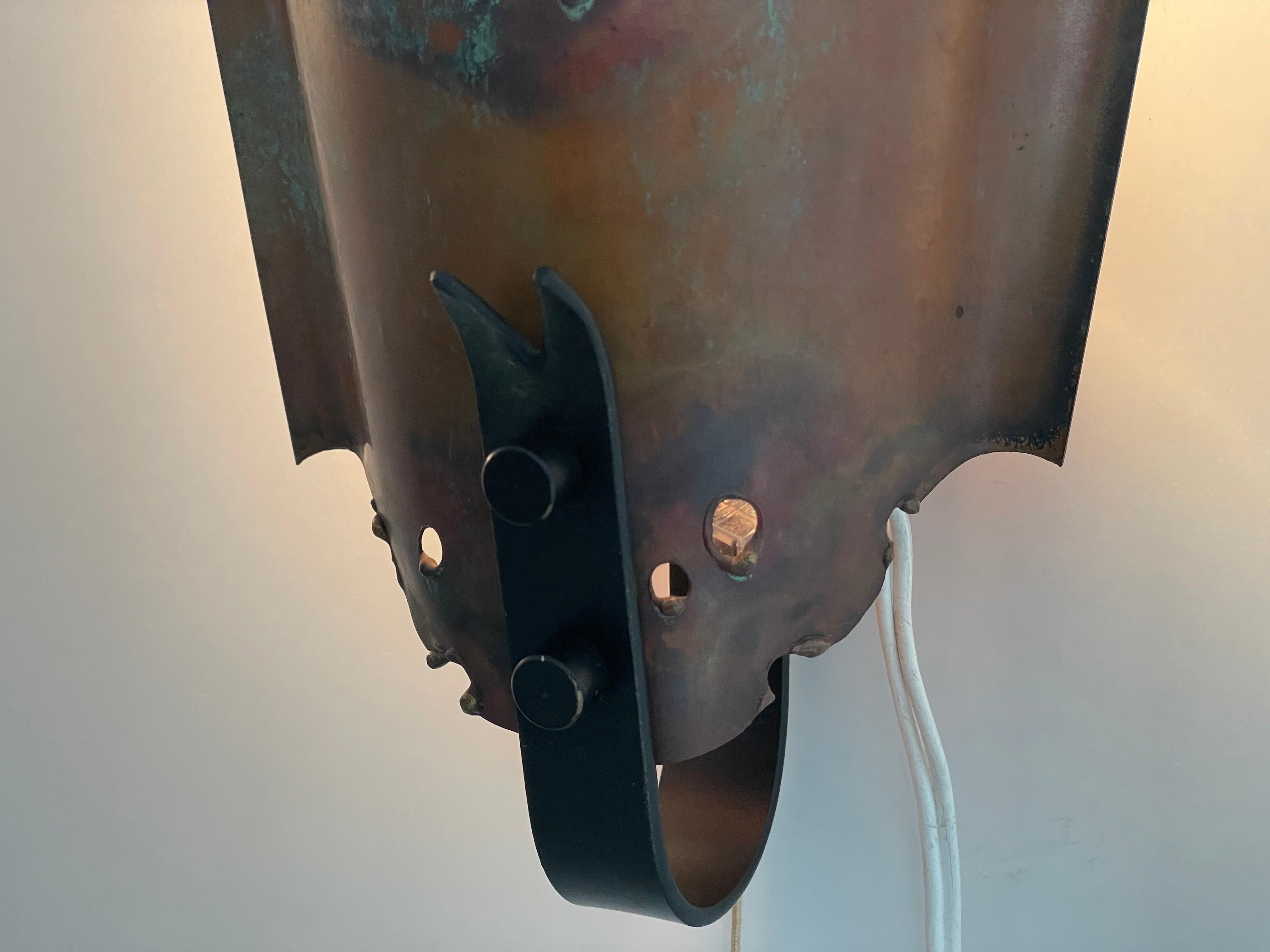 Brutalist Style Copper Pair of Sconces, 1960s, Germany For Sale 9