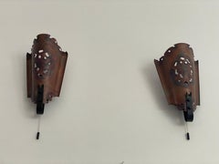 Brutalist Style Copper Pair of Sconces, 1960s, Germany