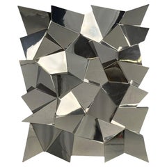 Brutalist Style, Geometric Chrome Wall Mirror, American, 2010s