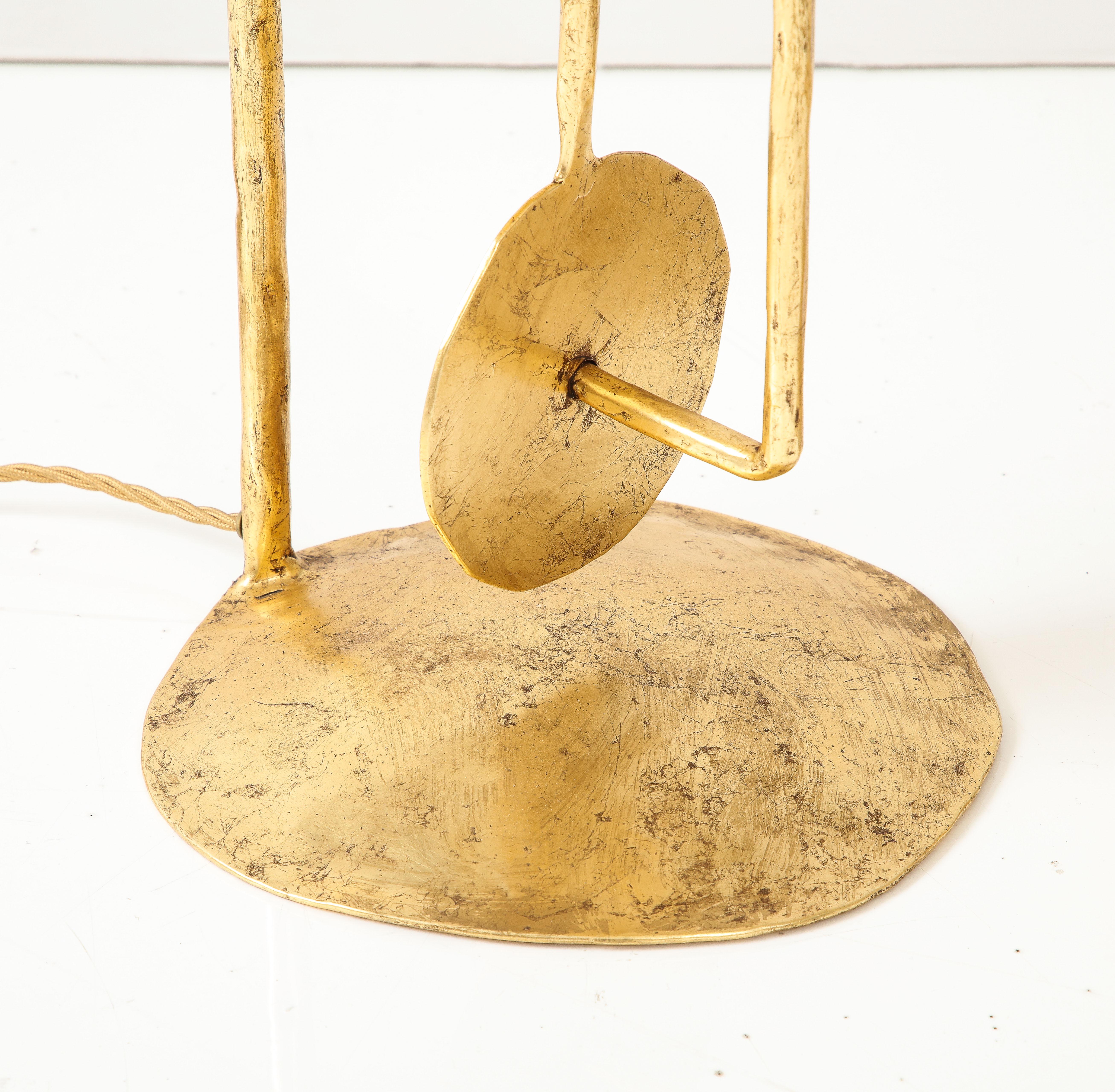Lampes de table italiennes en métal doré de style brutaliste en vente 4